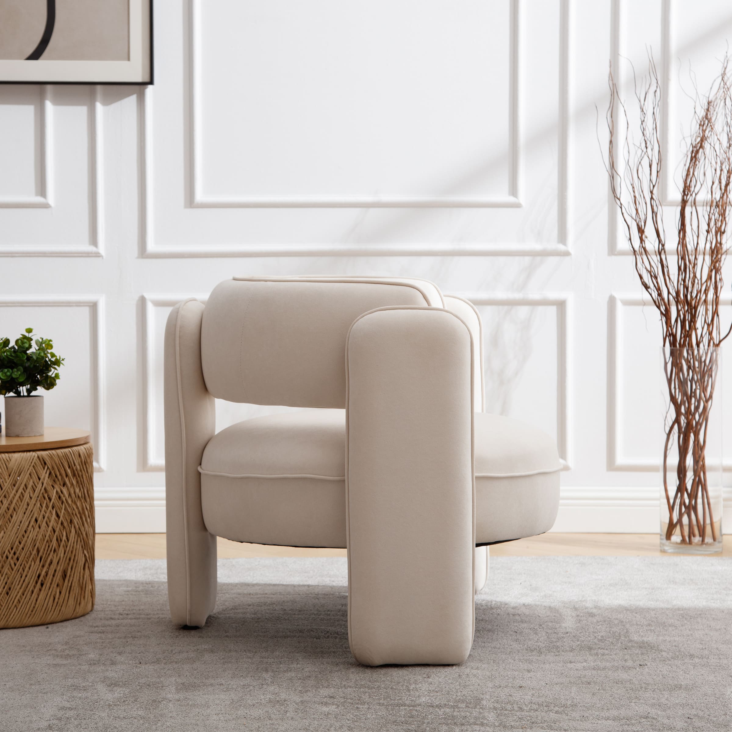 VESCASA Modern Barrel Accent Chair 1 PCS - 6414AC