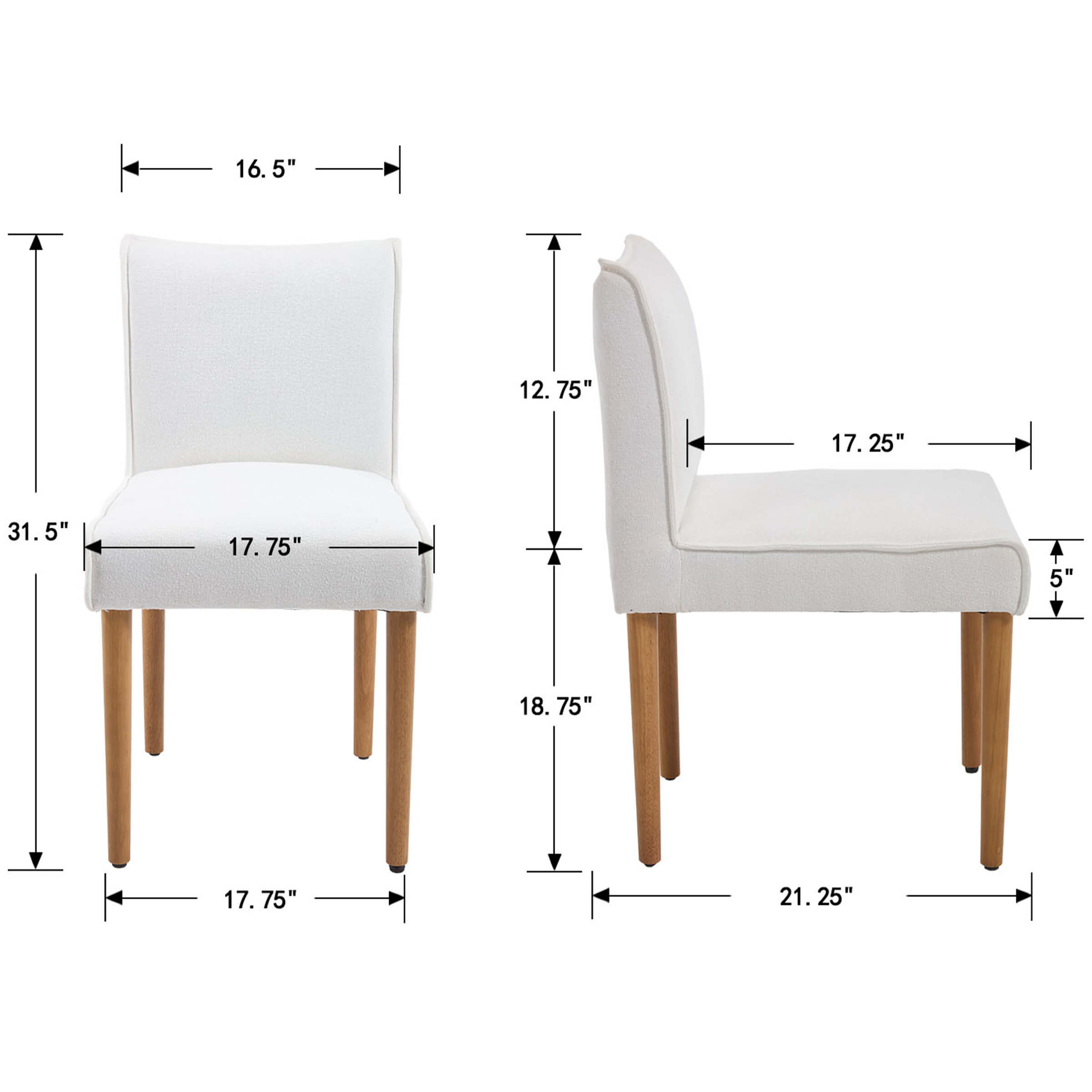 VESCASA Modern Dining Chairs with Wooden Legs Set of 2 - 6322DC