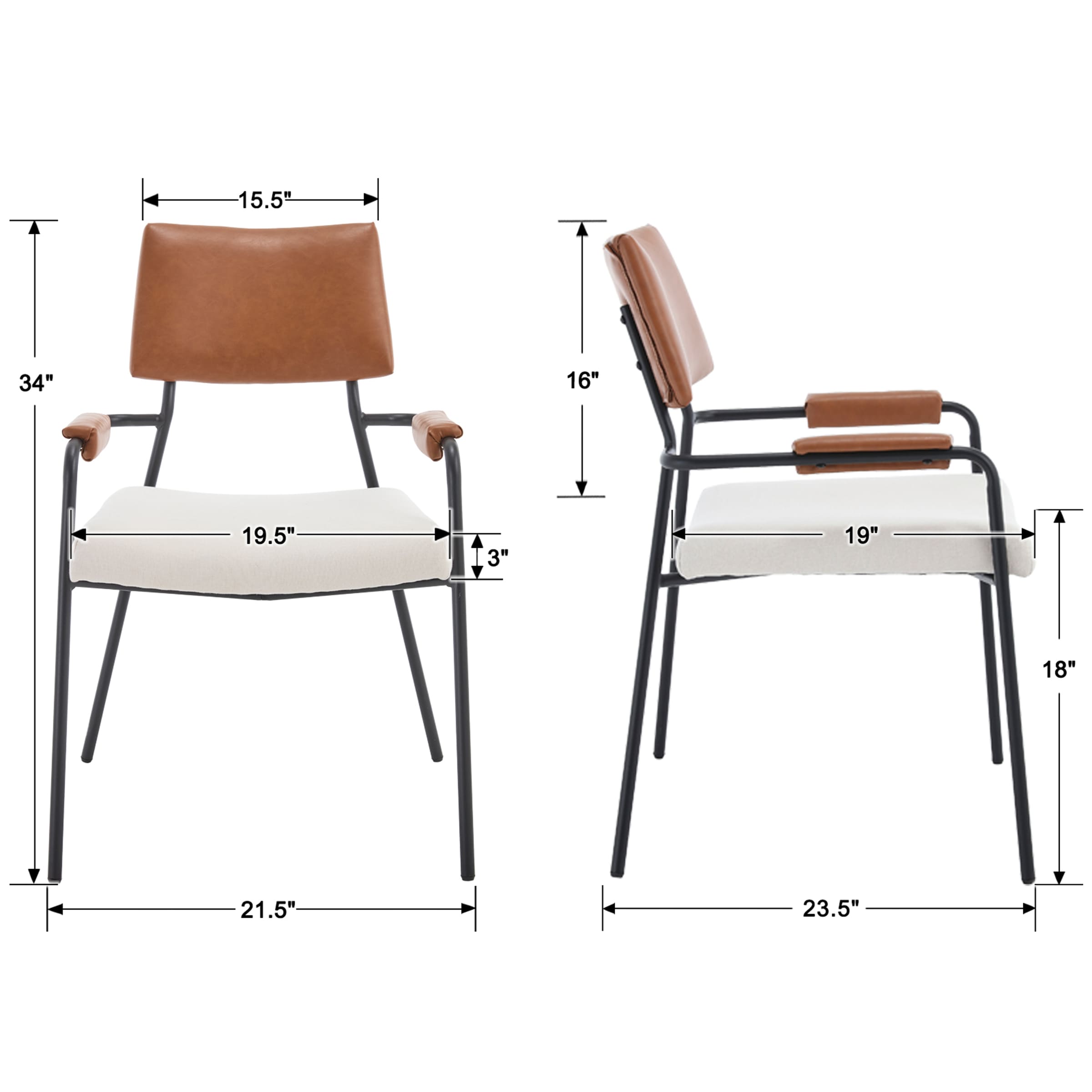 VESCASA Modern Open Back Dining Chairs Set of 2 - 1011DC