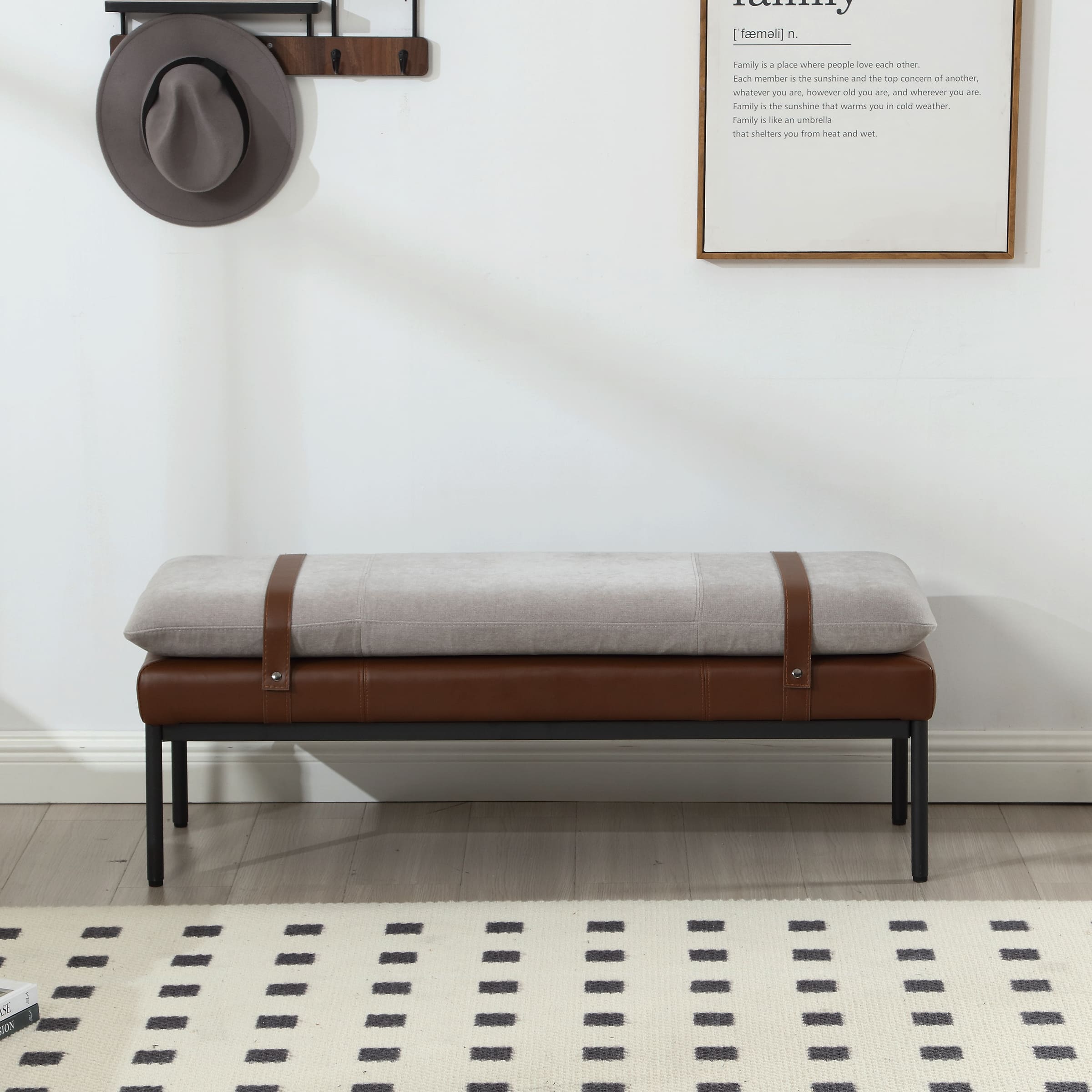 VESCASA Modern Rectangle Entryway Bench - 1200BH