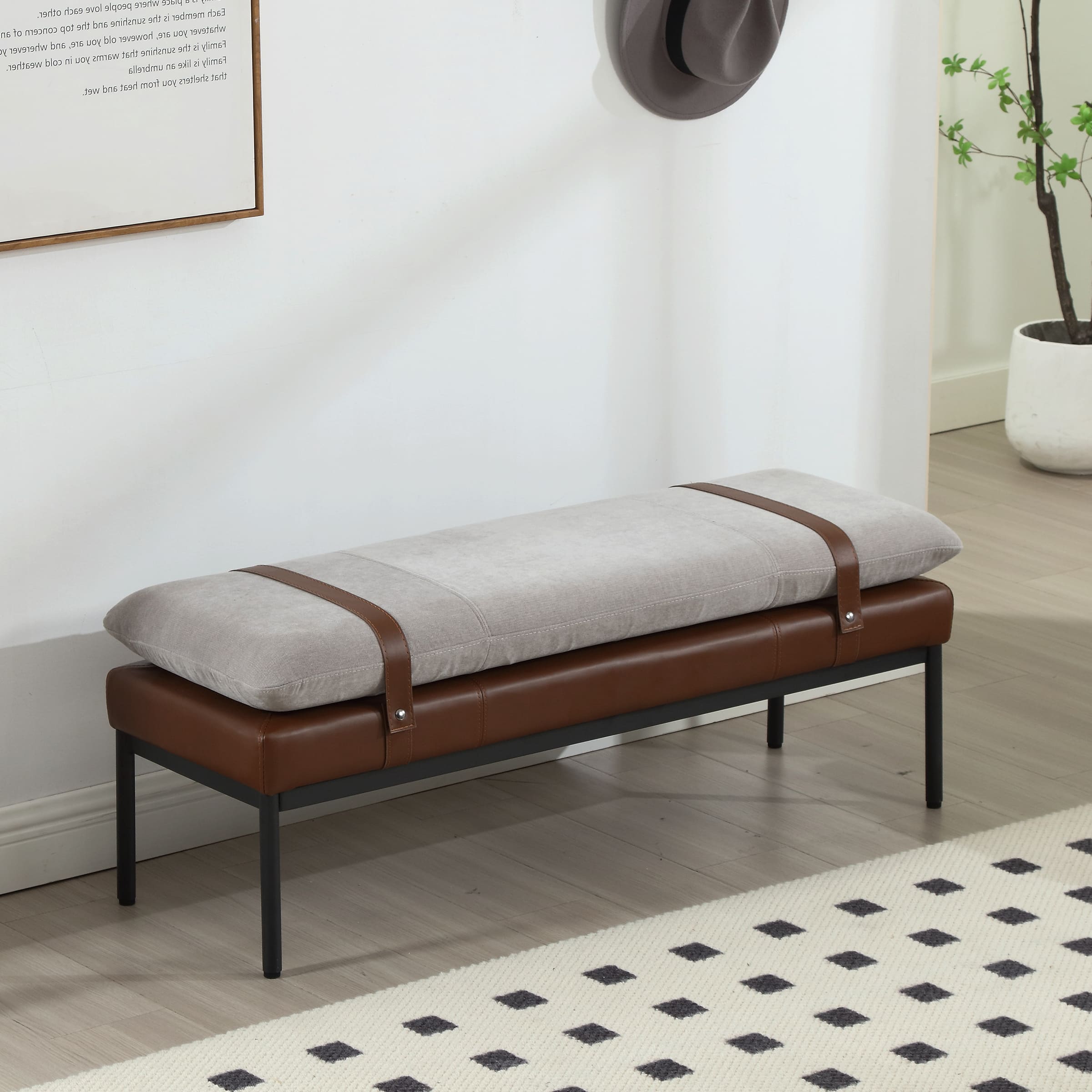 VESCASA Modern Rectangle Entryway Bench - 1200BH