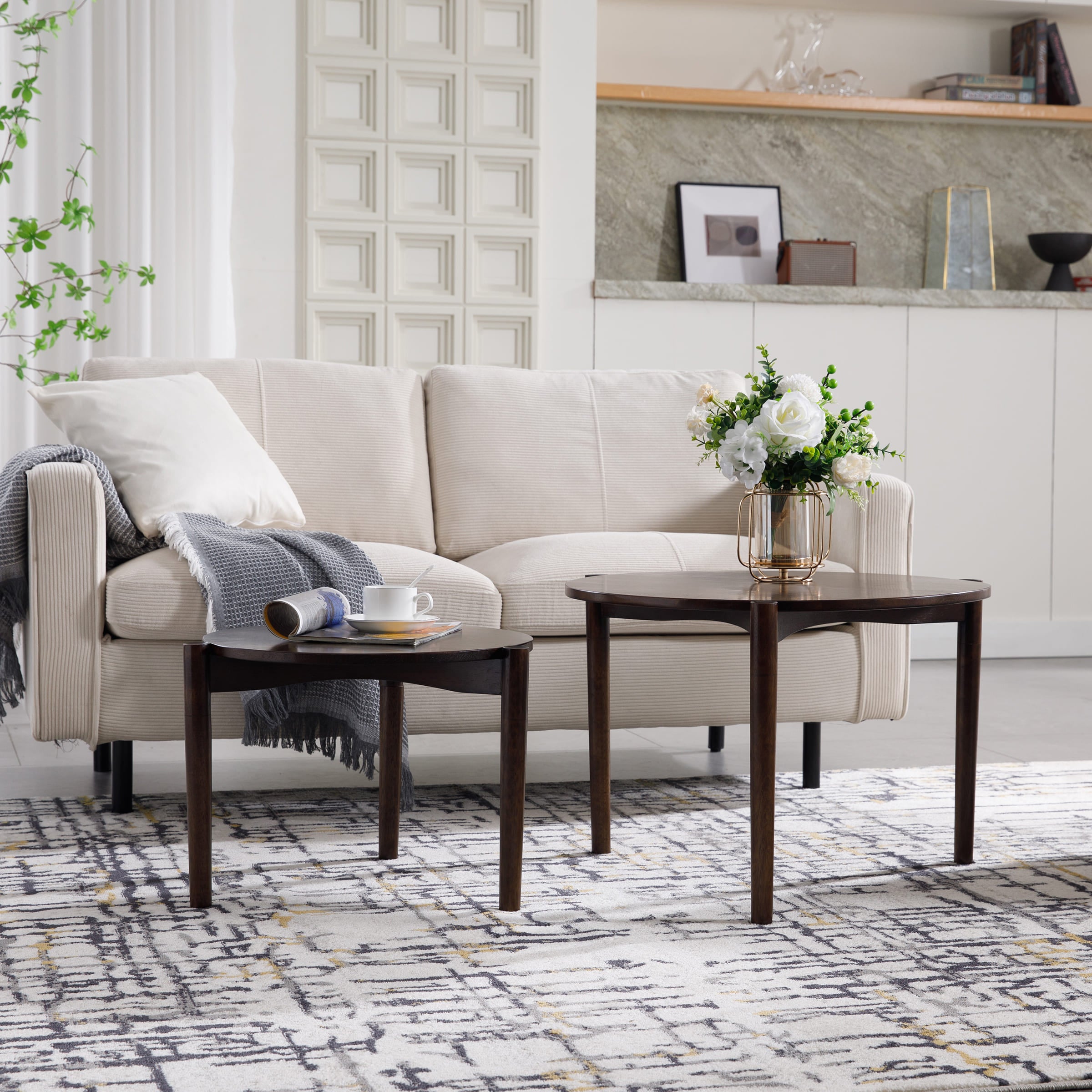 VESCASA Modern Side Round Nesting Coffee Table - XX10CT