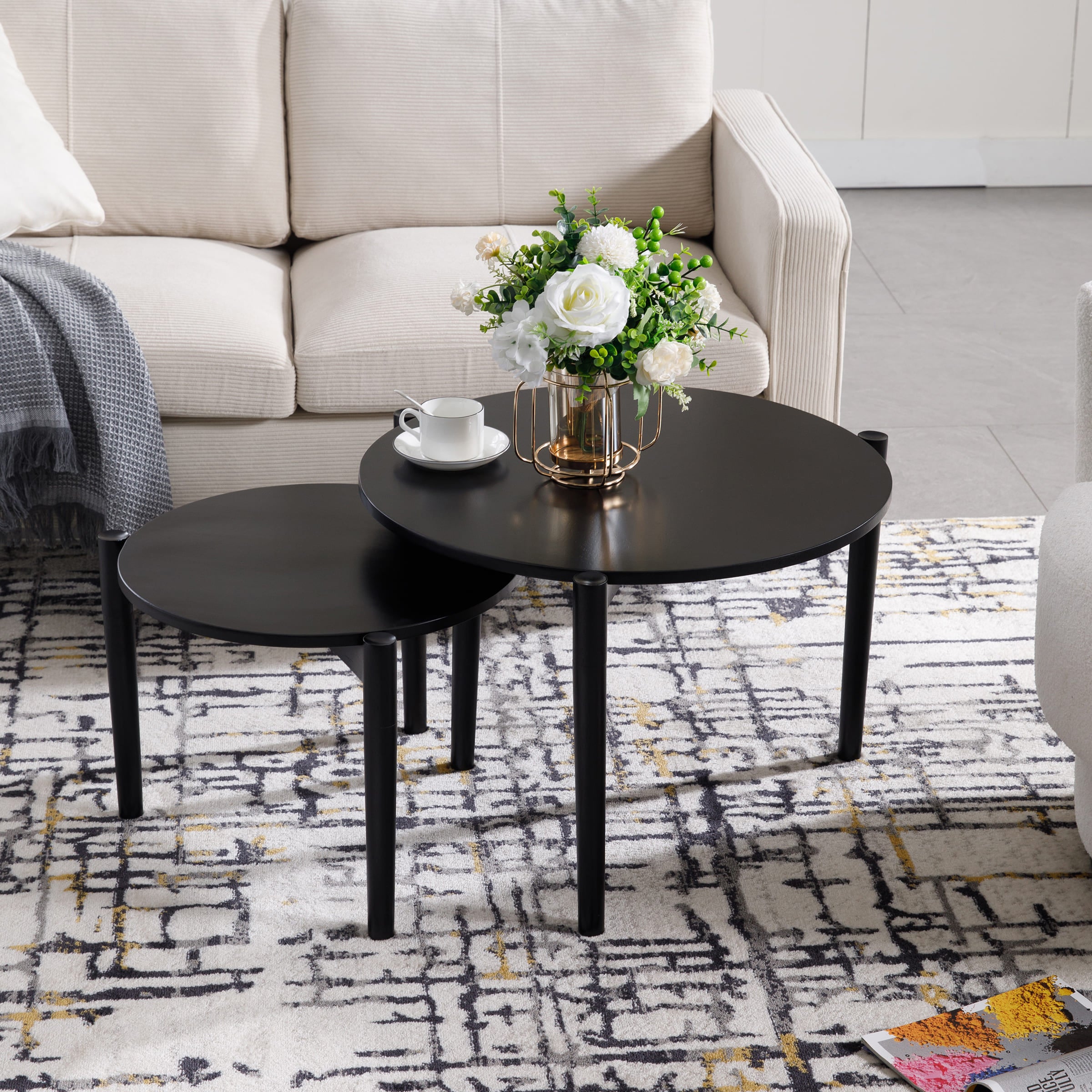 VESCASA Modern Side Round Nesting Coffee Table - XX10CT