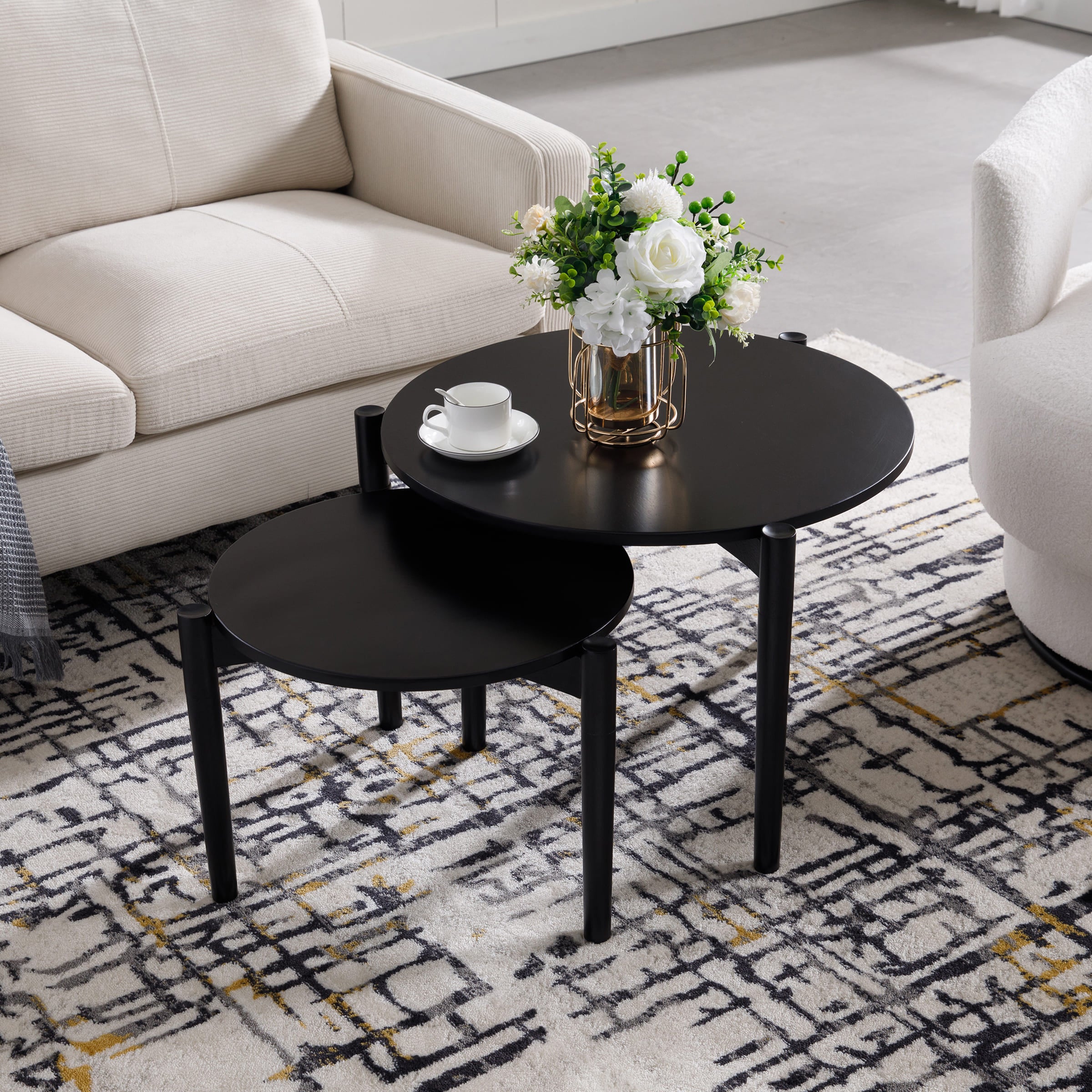 VESCASA Modern Side Round Nesting Coffee Table - XX10CT