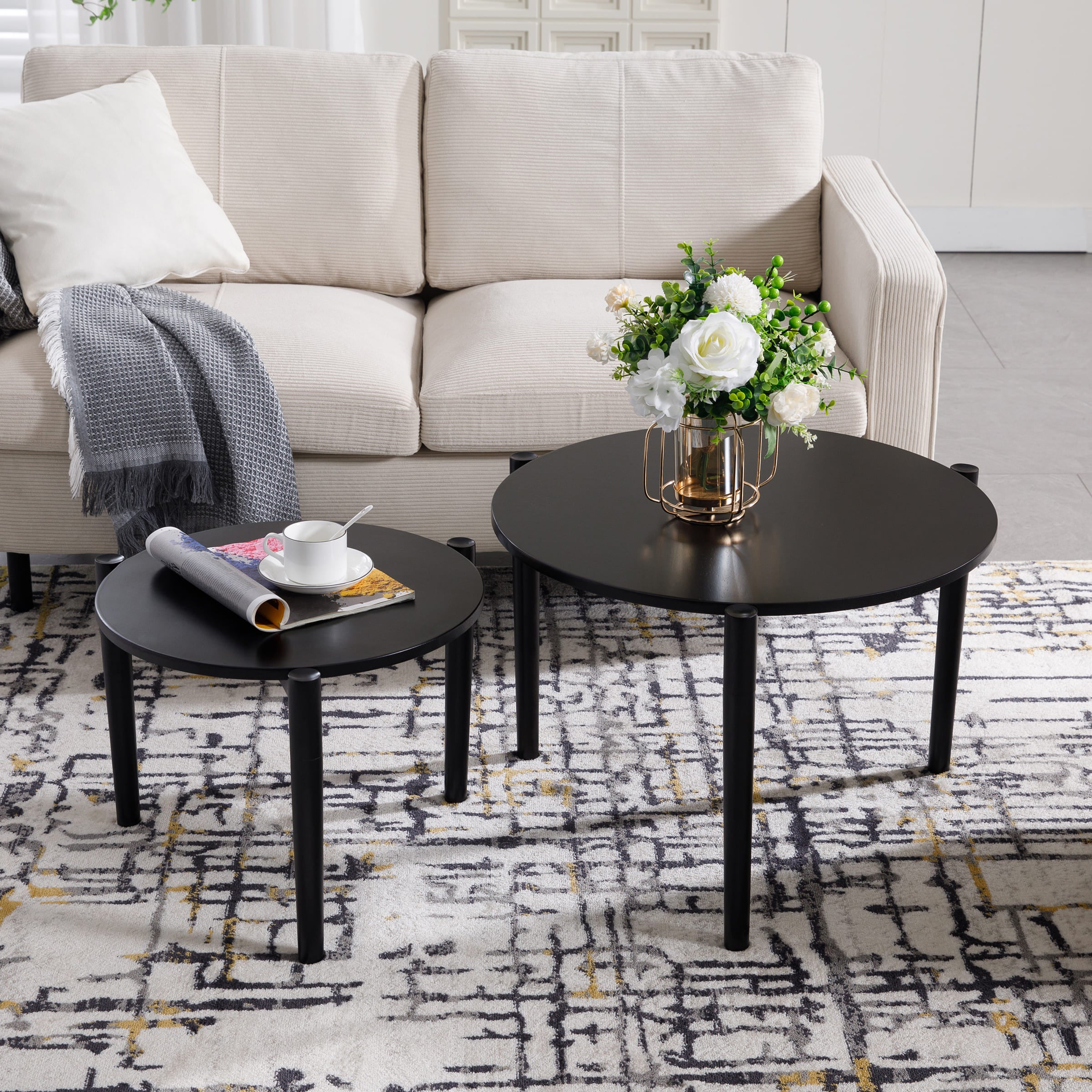 VESCASA Modern Side Round Nesting Coffee Table - XX10CT