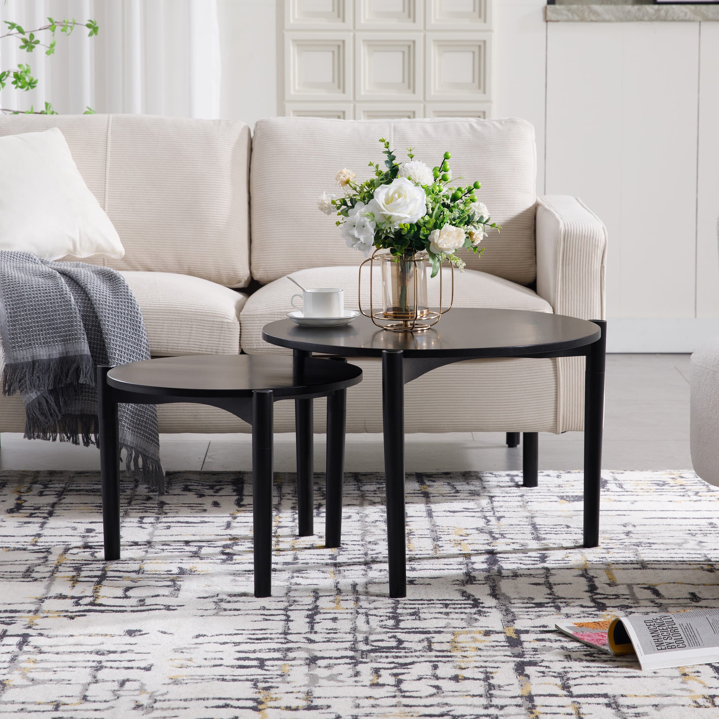 VESCASA Modern Side Round Nesting Coffee Table - XX10CT