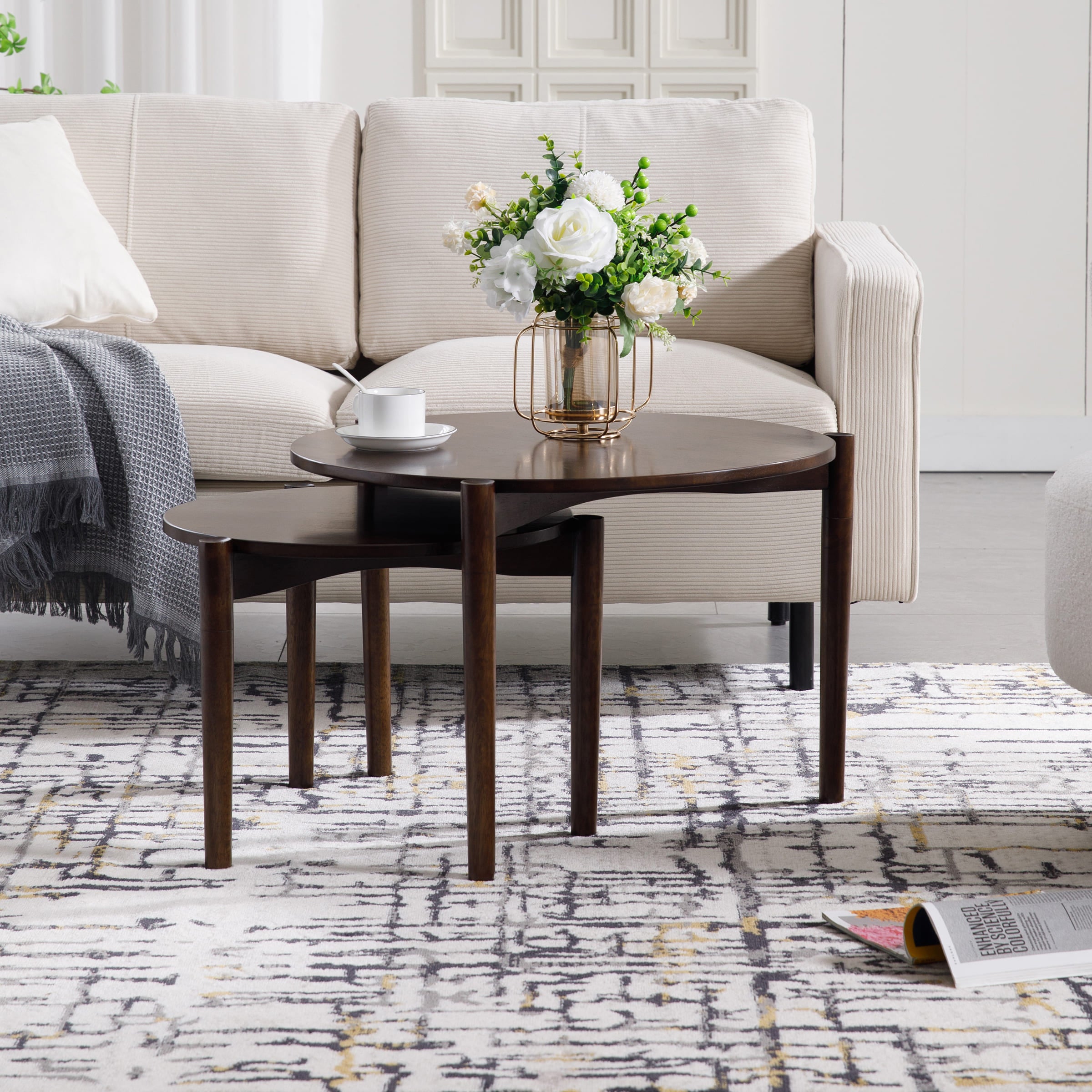 VESCASA Modern Side Round Nesting Coffee Table - XX10CT