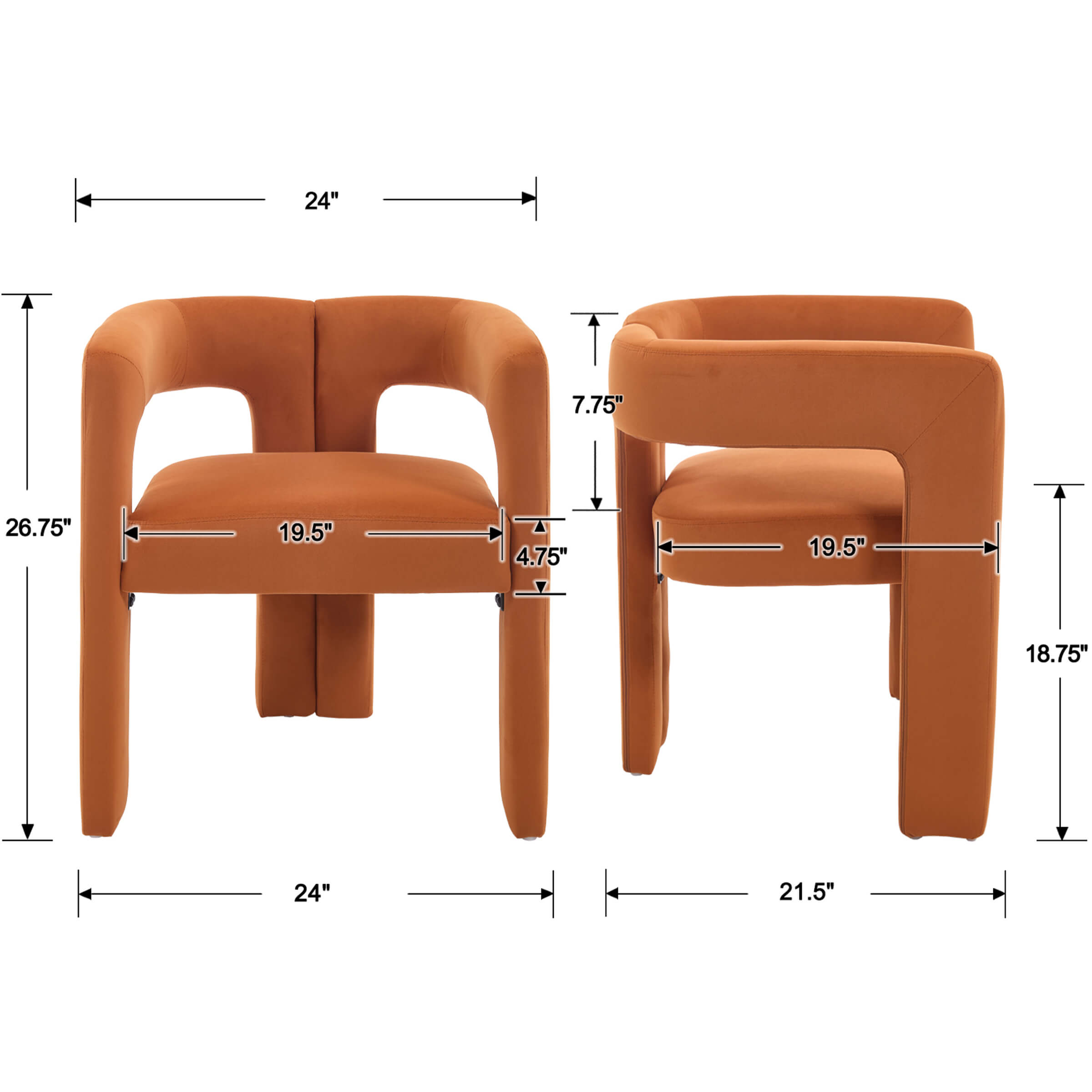 VESCASA Modern Barrel Dining Chairs Set of 2 - 32003DC