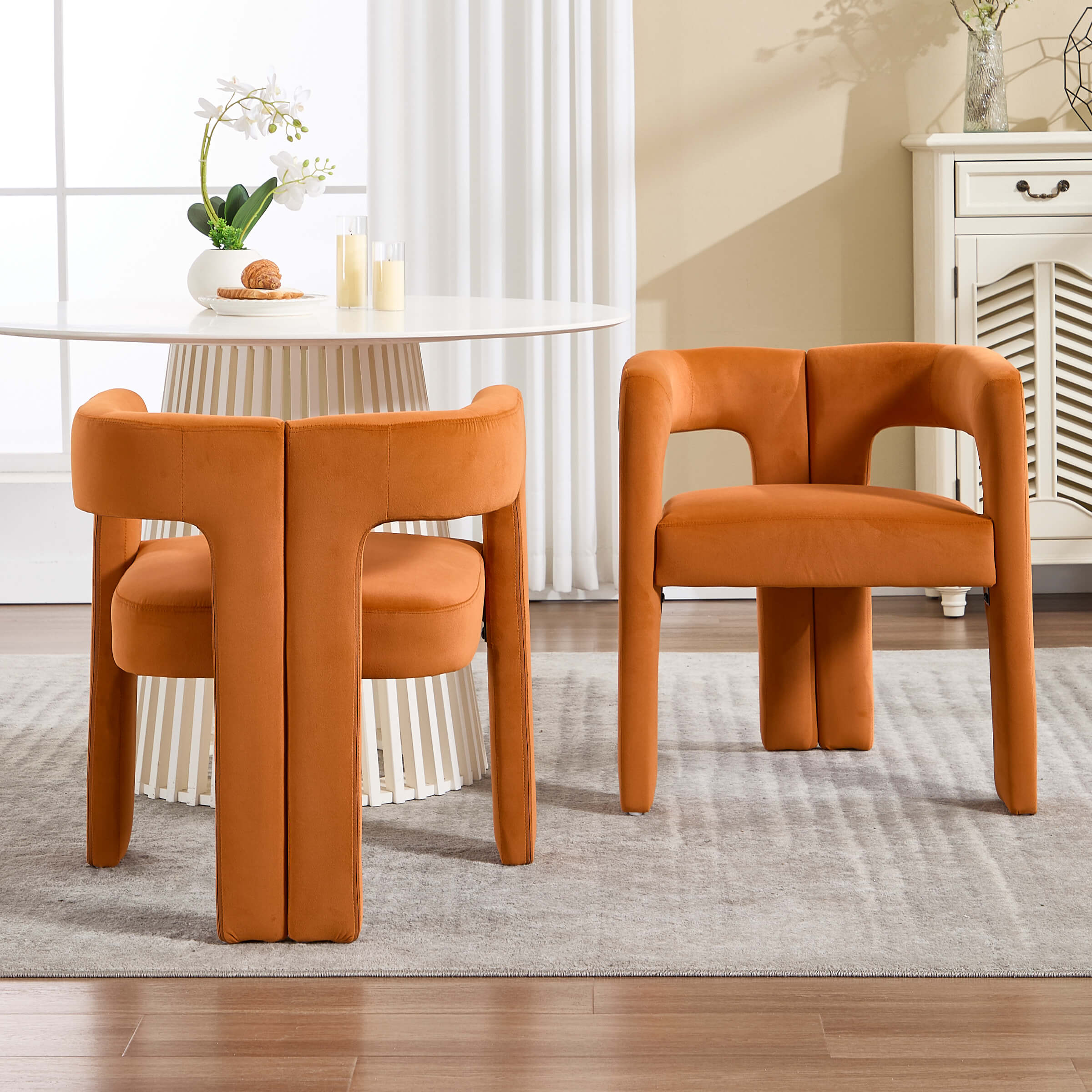 VESCASA Modern Barrel Dining Chairs Set of 2 - 32003DC