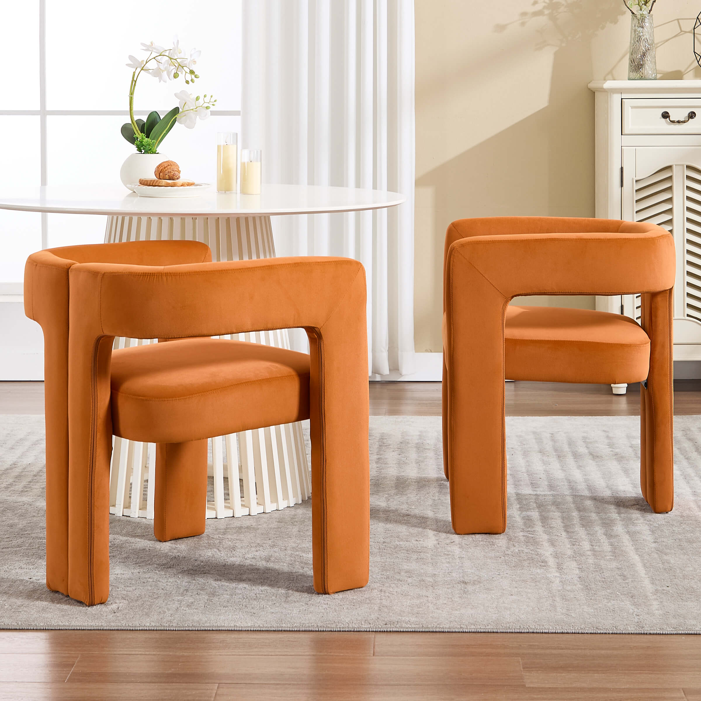 VESCASA Modern Velvet Barrel Dining Chairs Set of 2 - 32003DC