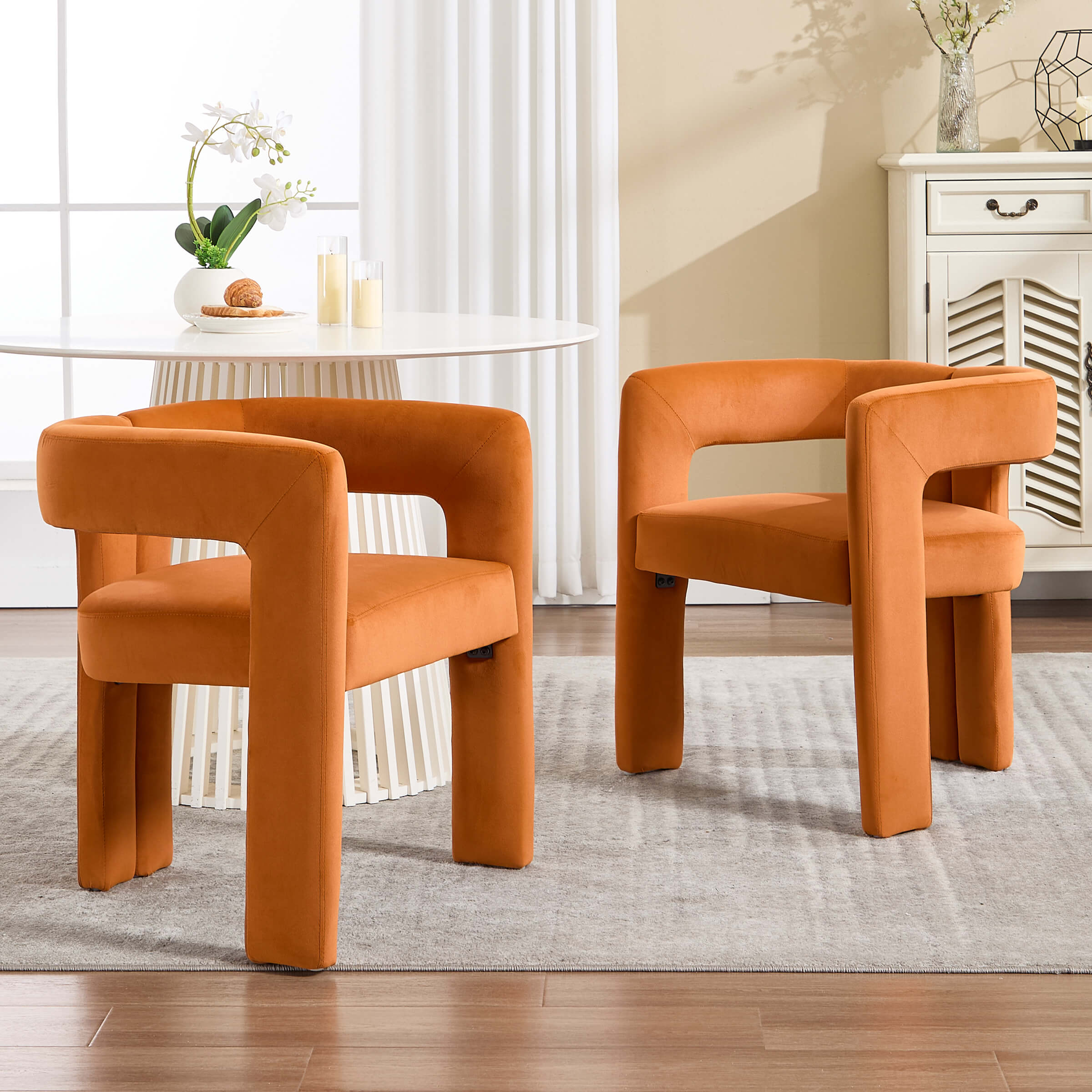 VESCASA Modern Velvet Barrel Dining Chairs Set of 2 - 32003DC