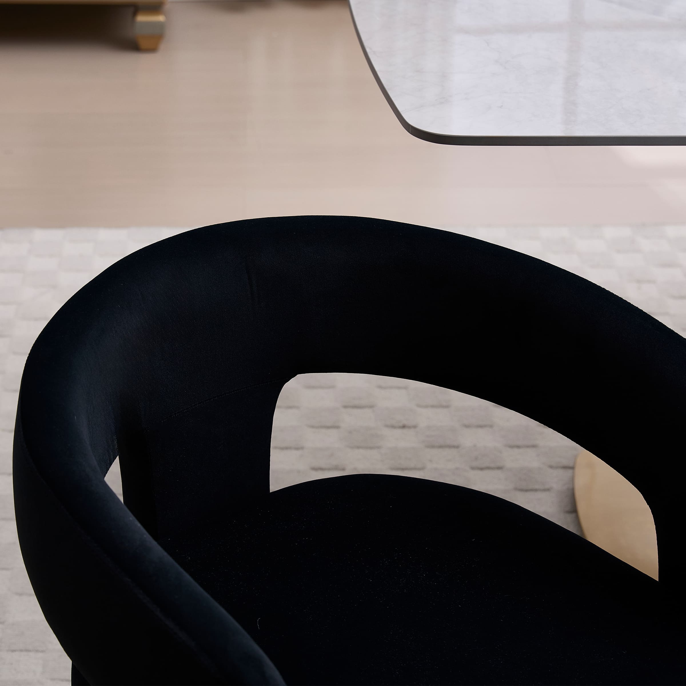 ZH4YOU Open-Back Velvet Barrel Dining Chair 1 PCS - 5202DC