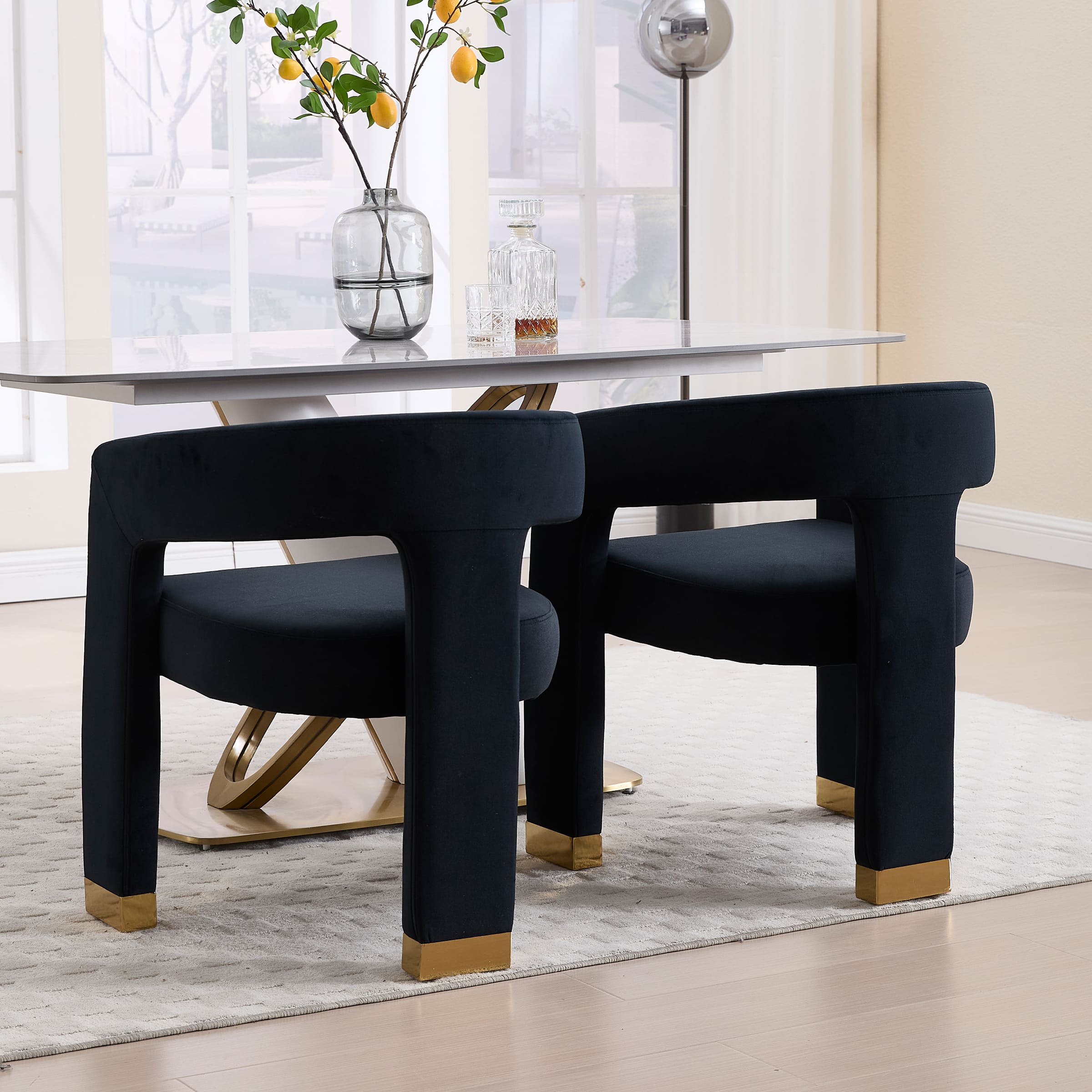 ZH4YOU Open-Back Velvet Barrel Dining Chair 1 PCS - 5202DC