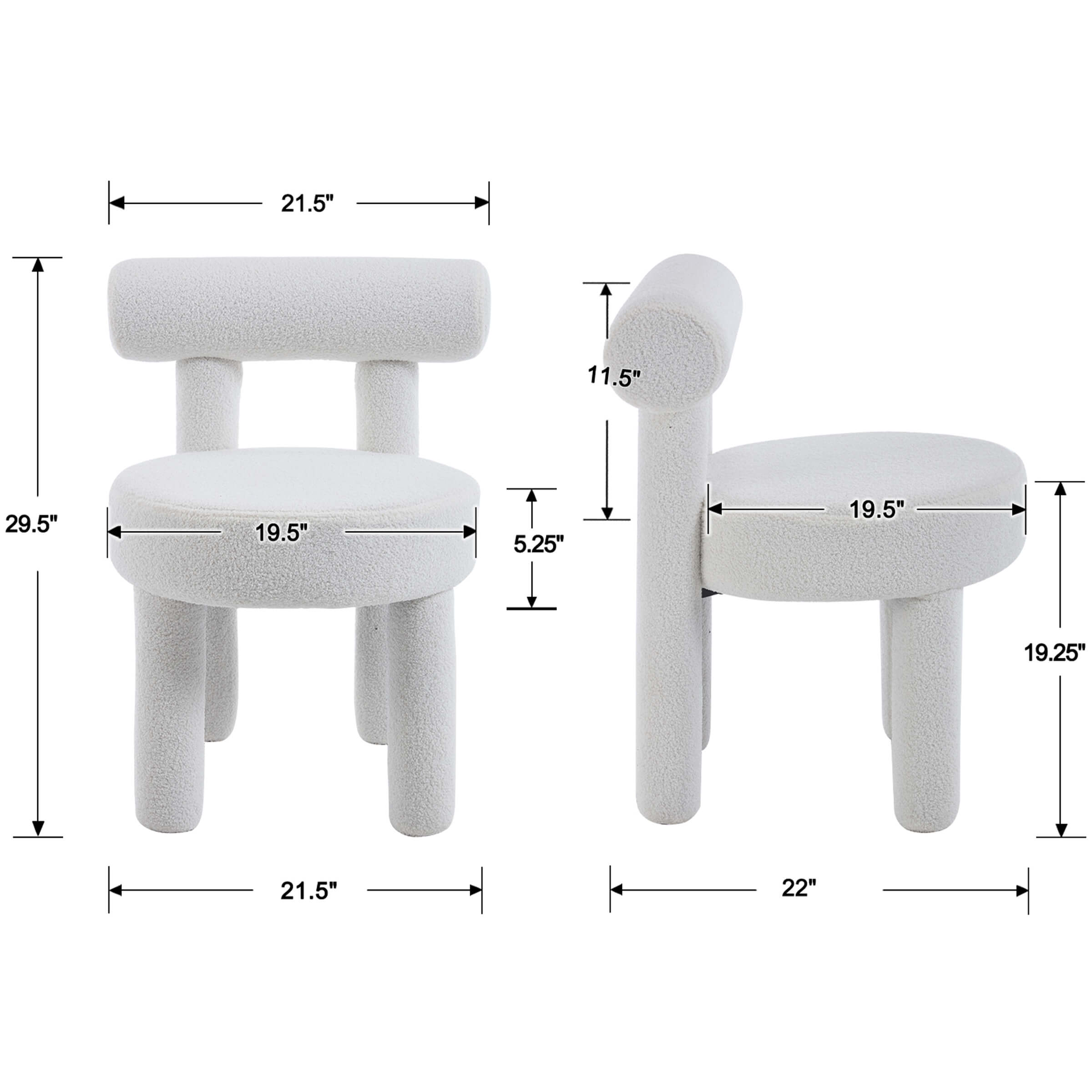 VESCASA Open Back Dining Chairs Set of 2 - 3163DC