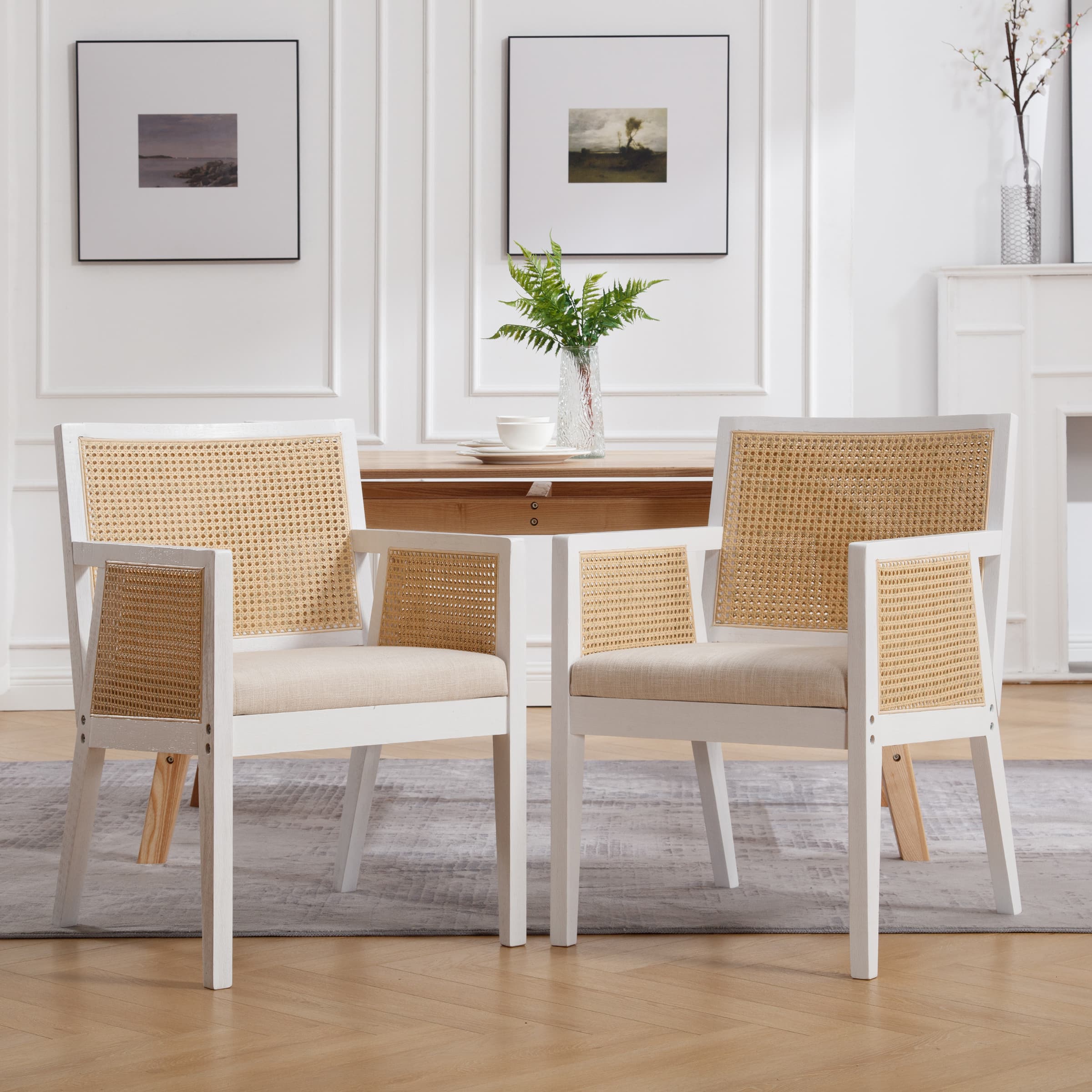 VESCASA Rattan Back Dining Chairs Set of 2 - 10020DC