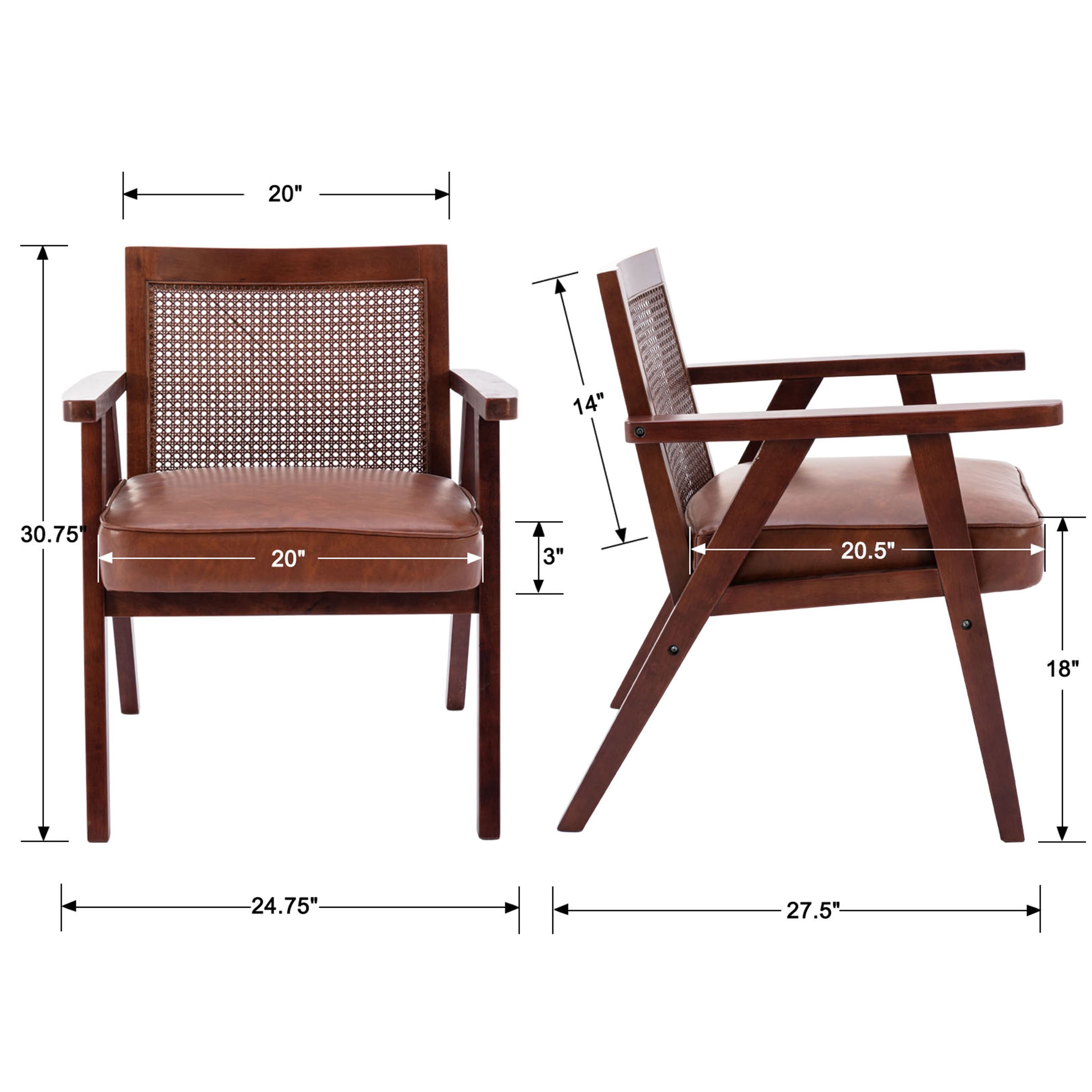 VESCASA Rattan Back Lounge Armchair 1 PCS - 3513AC