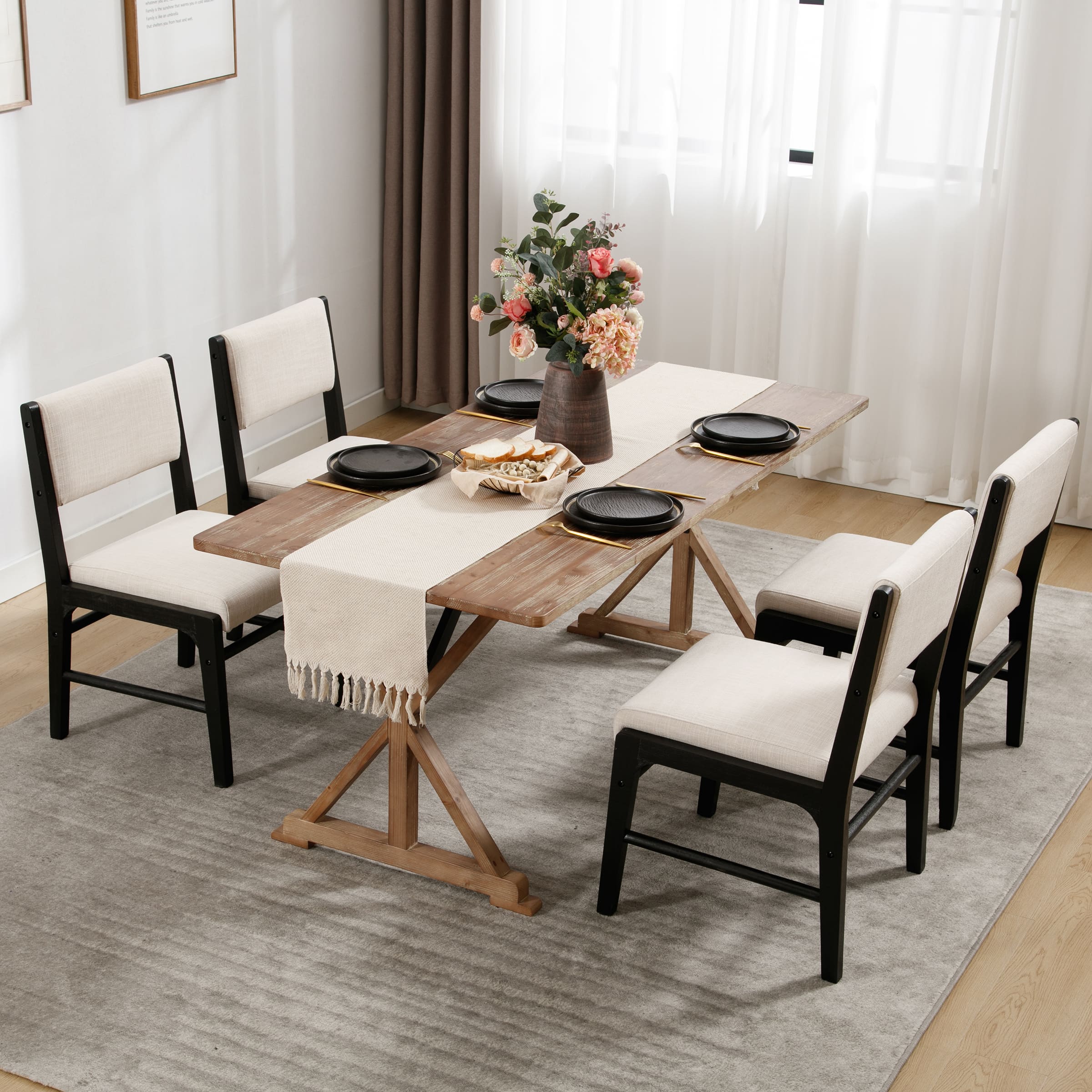 VESCASA Rectangular Cushion Back Dining Chairs Set of 2 - 1984DC