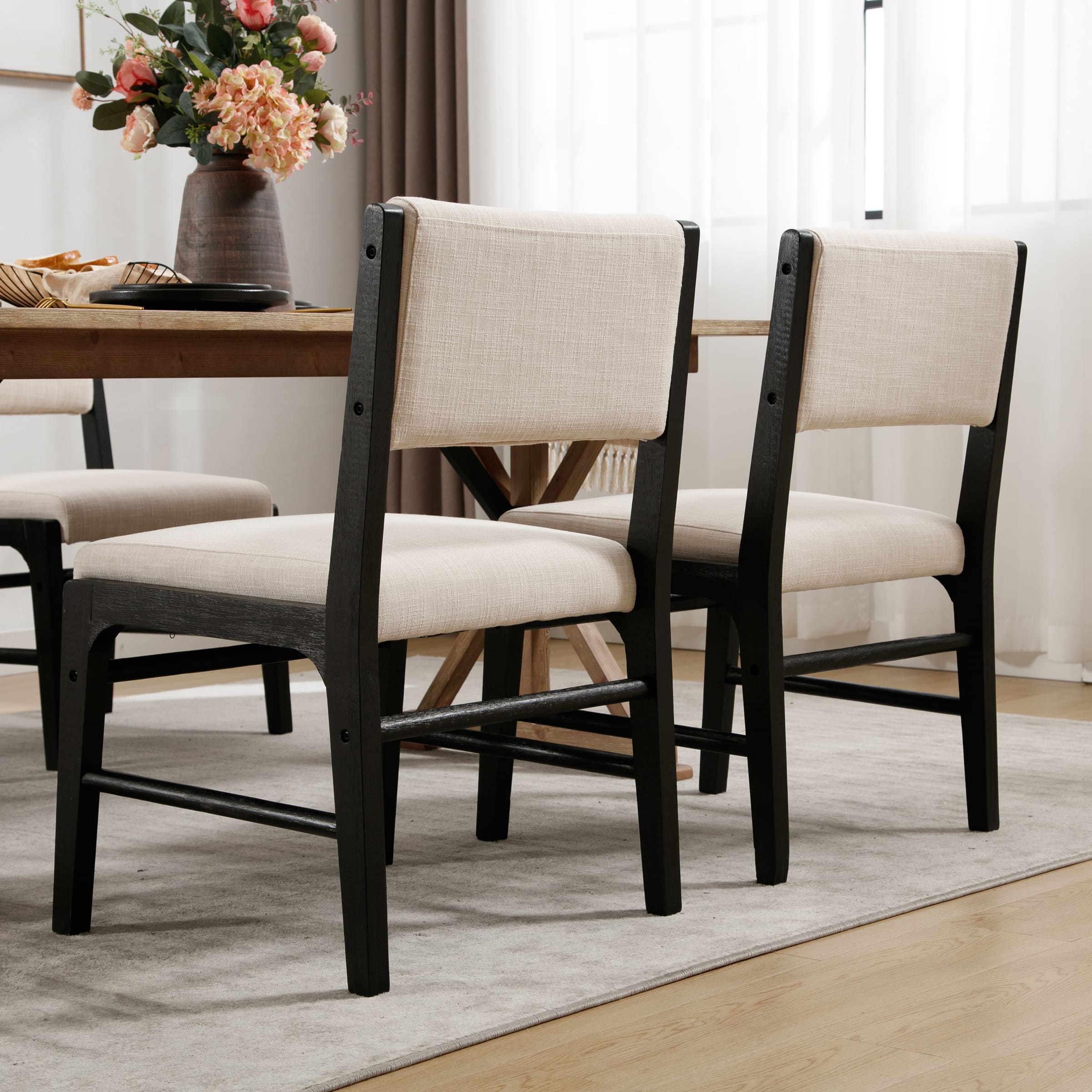 VESCASA Rectangular Cushion Back Dining Chairs Set of 2 - 1984DC