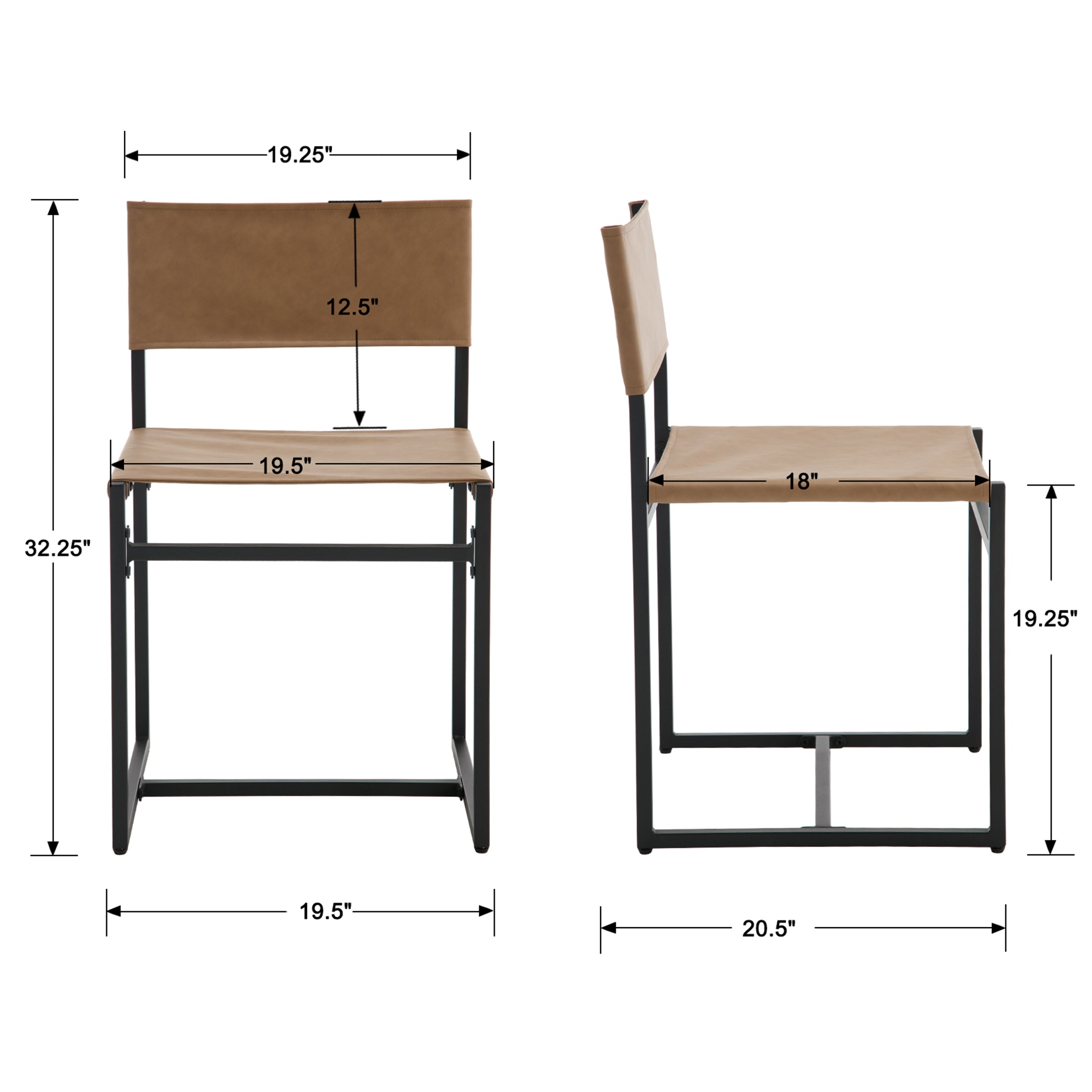 VESCASA Sling Armless Open Back Dining Chairs Set of 2 - 1002DC