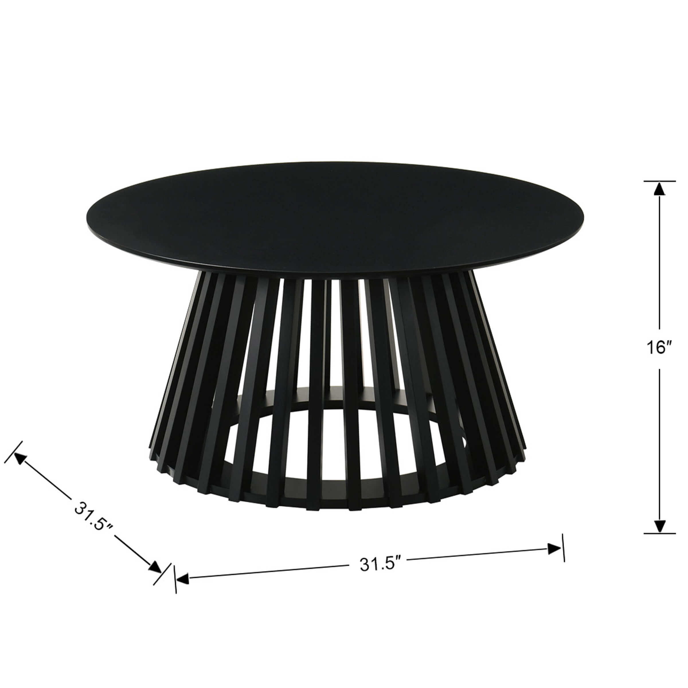 VESCASA Solid Wood Round Coffee Table with Geometric Base - 50004CT