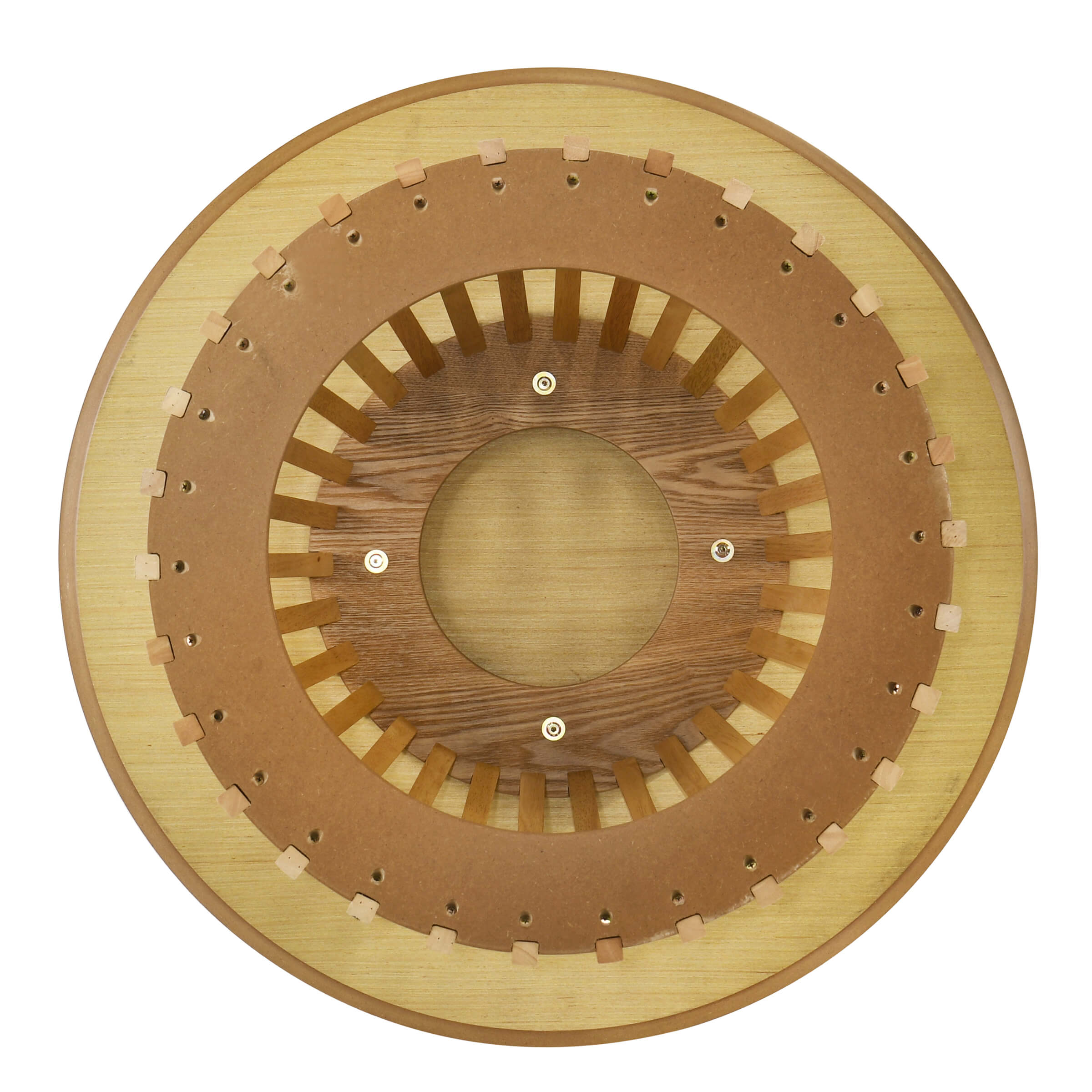 VESCASA Solid Wood Round Coffee Table with Geometric Base - 50004CT