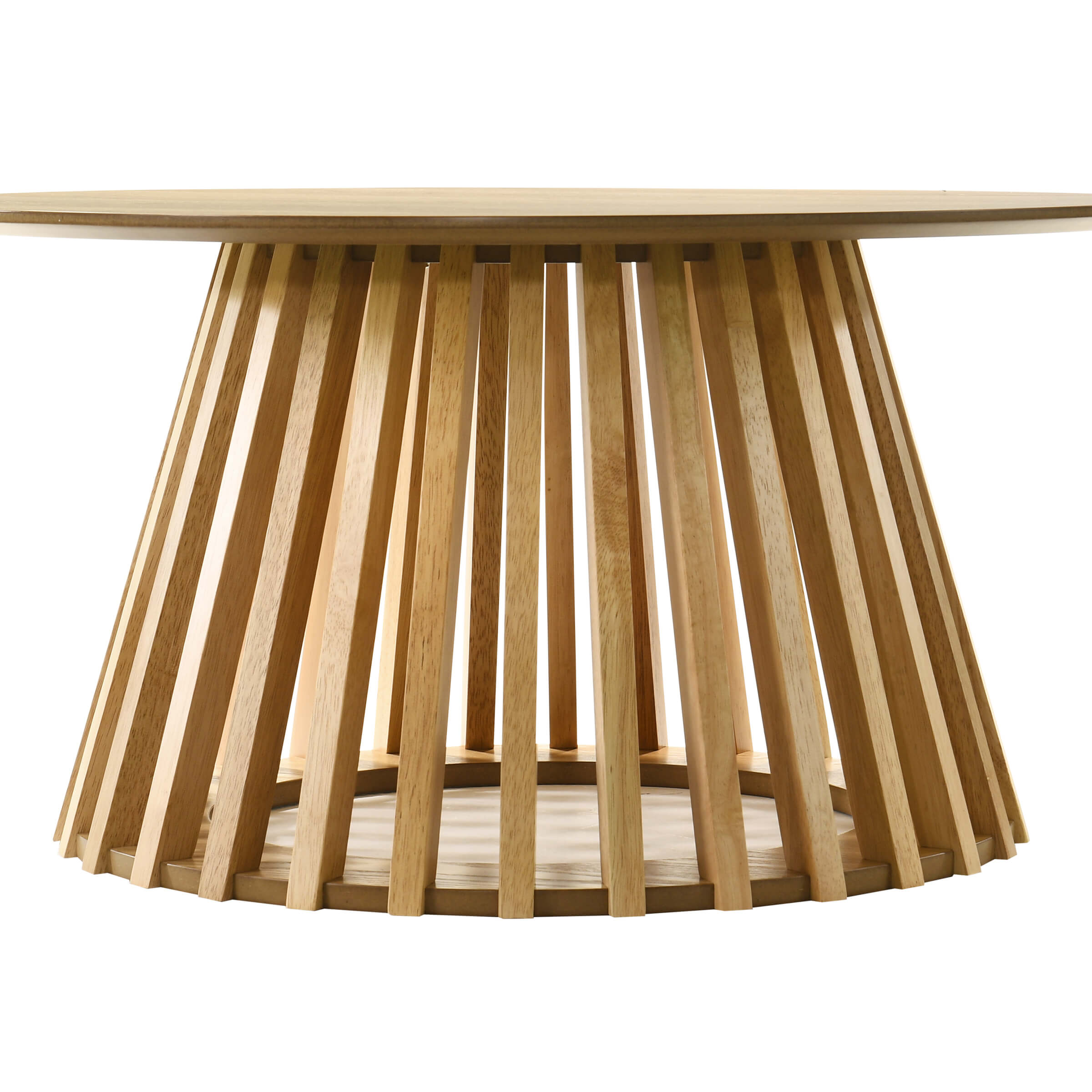 VESCASA Solid Wood Round Coffee Table with Geometric Base - 50004CT