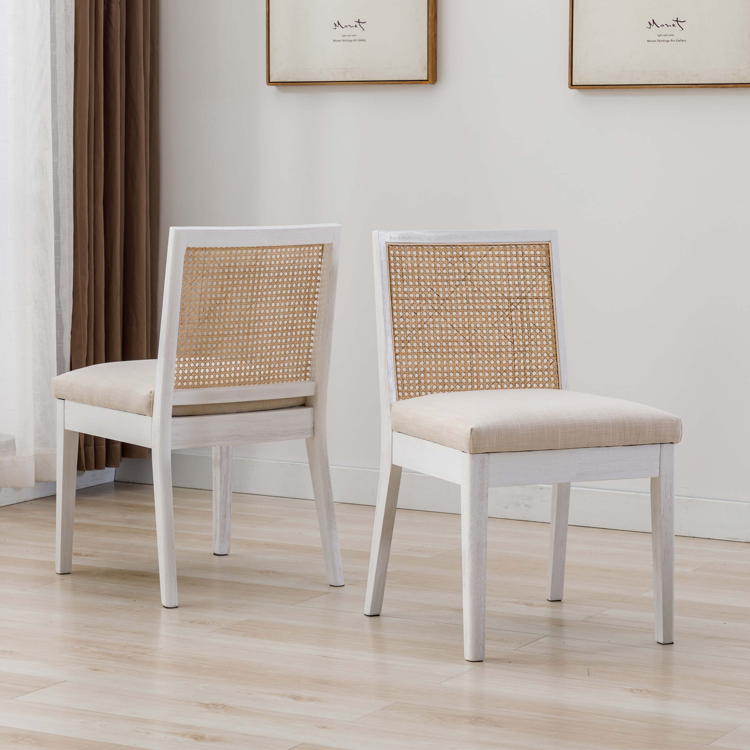 CIMOTA Square Rattan Back Dining Chairs Set of 2 - 1932DC