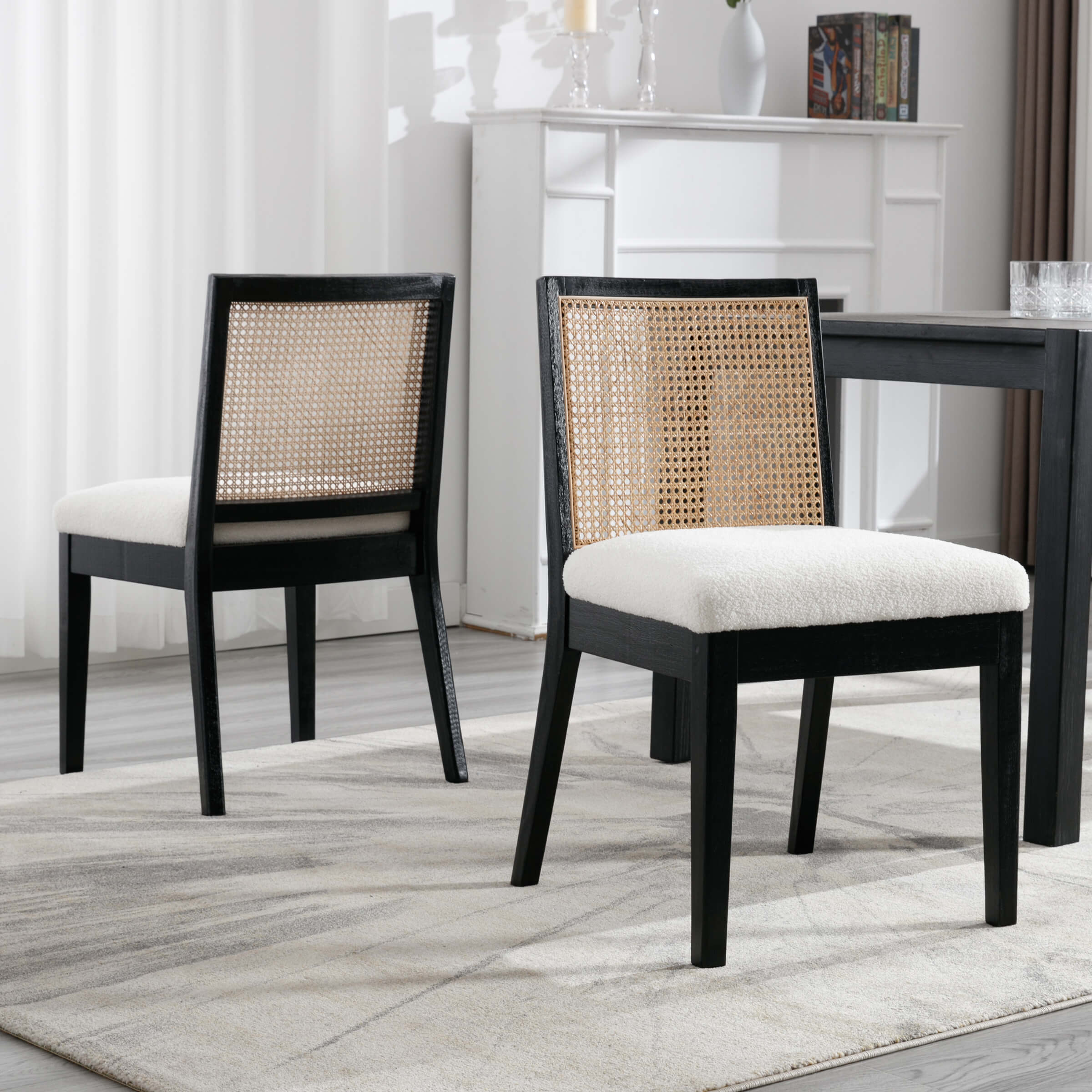 CIMOTA Square Rattan Back Dining Chairs Set of 2 - 1932DC