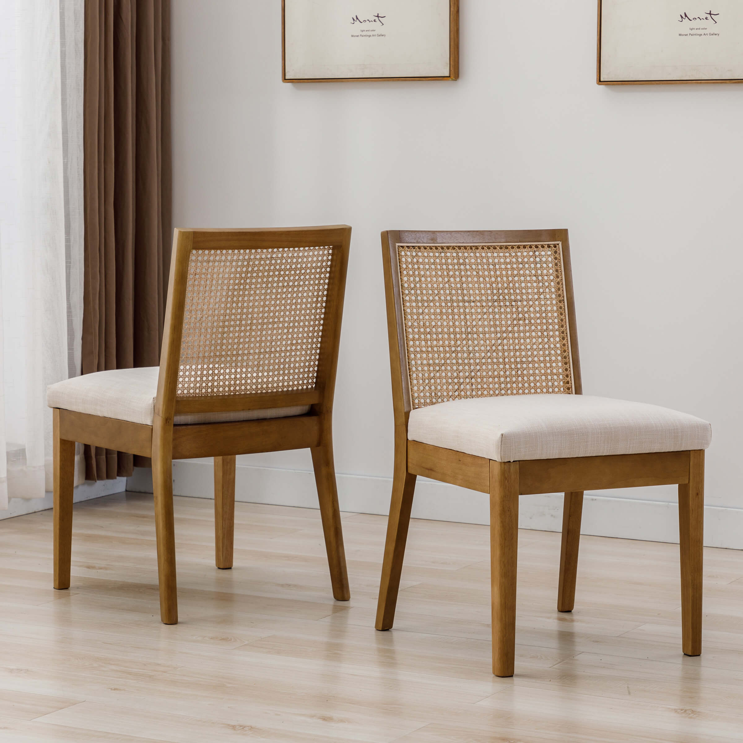 CIMOTA Square Rattan Back Dining Chairs Set of 2 - 1932DC