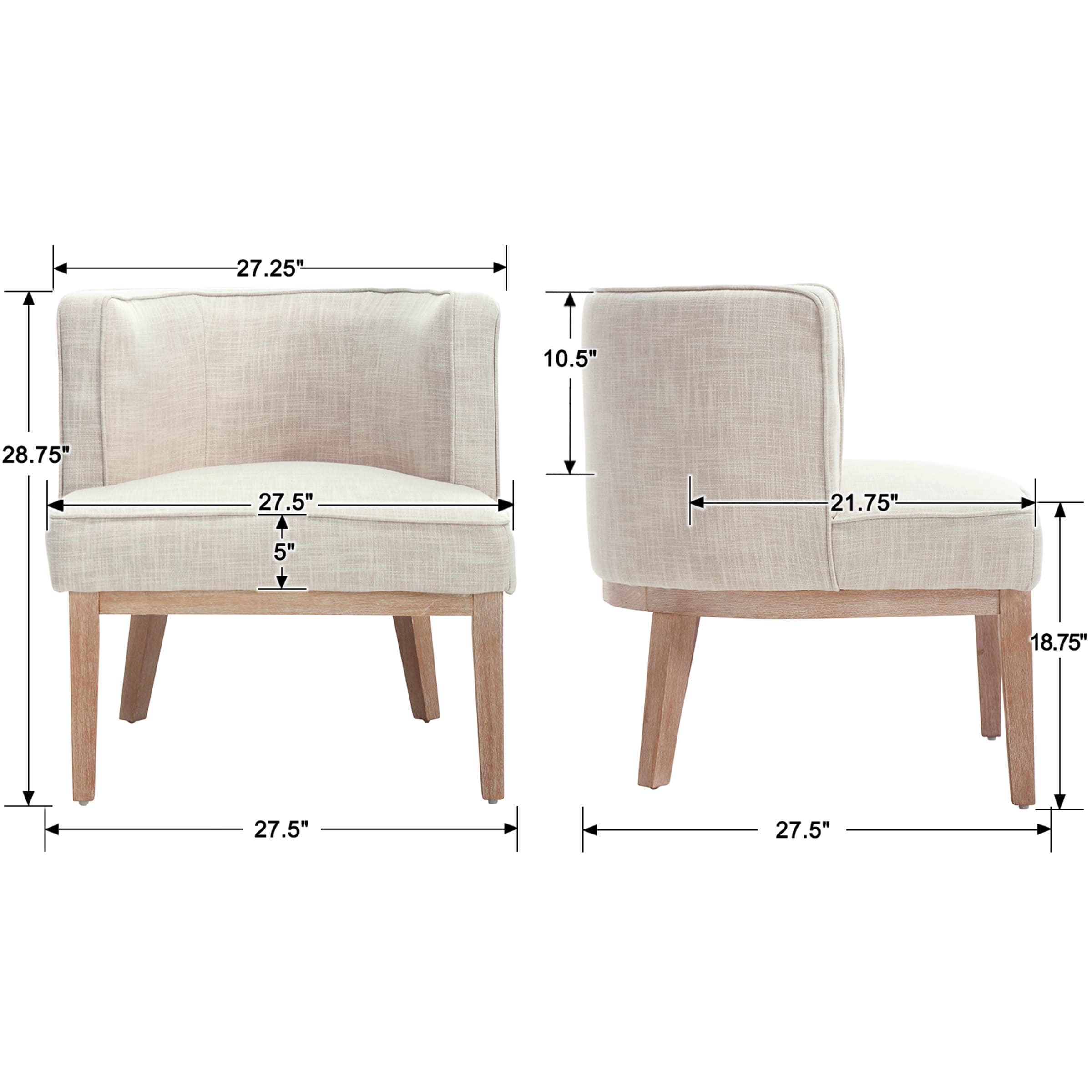 Stone Wash Wood Legs Accent Chair 1 PCS - 6371AC