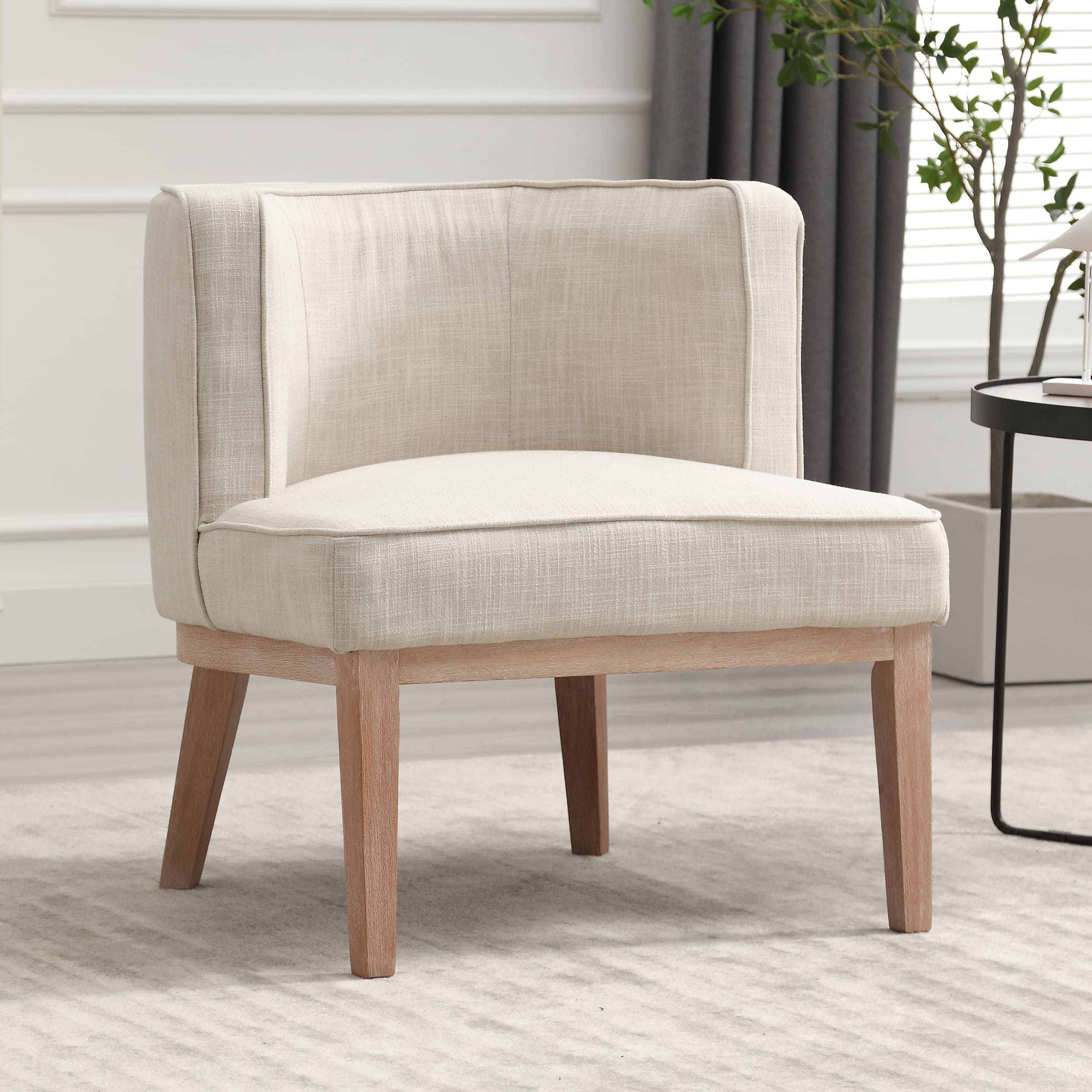 Janoray Stone Wash Wood Legs Accent Chair 1 PCS - 6371AC