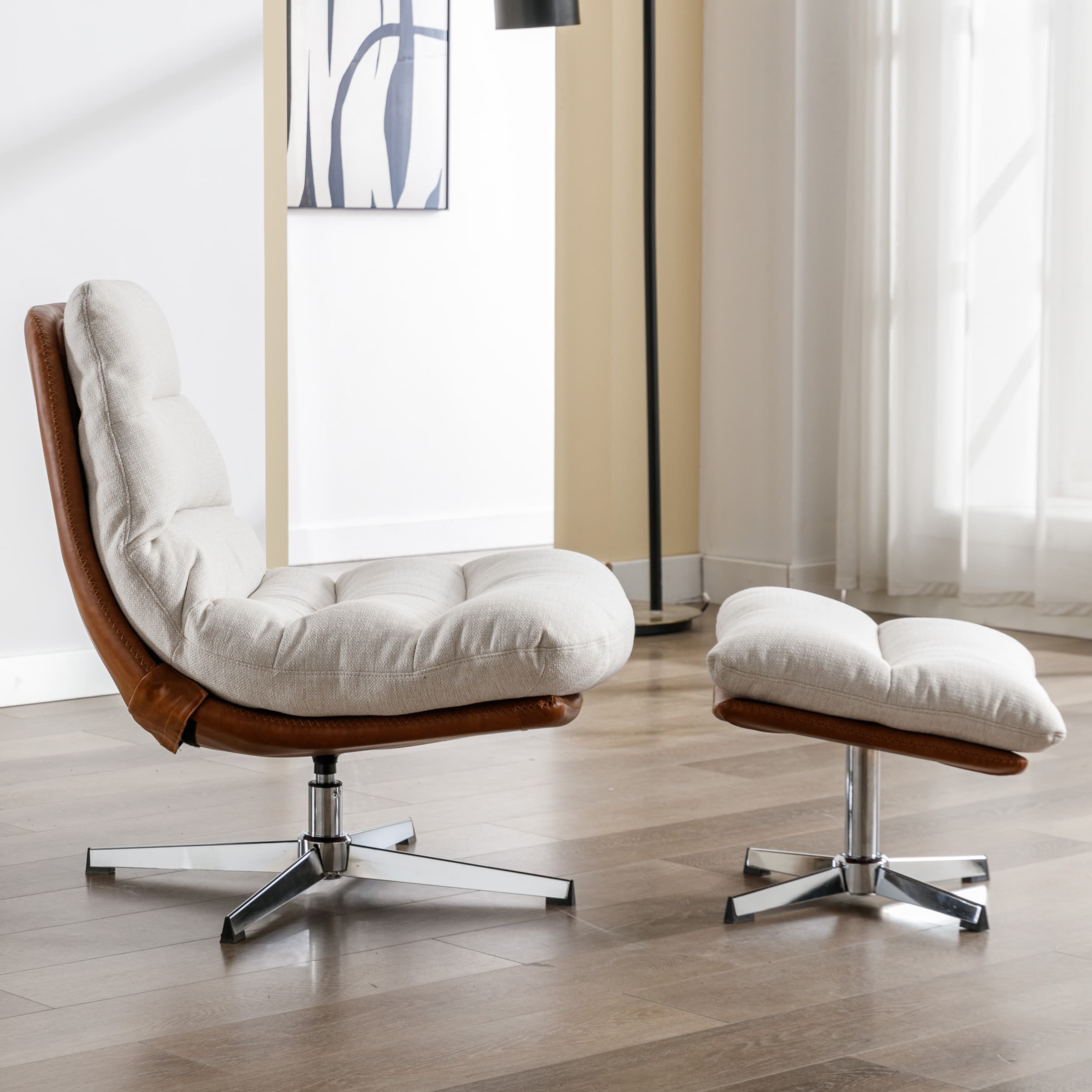 VESCASA Swivel Accent Chair with Ottoman - 19119AO