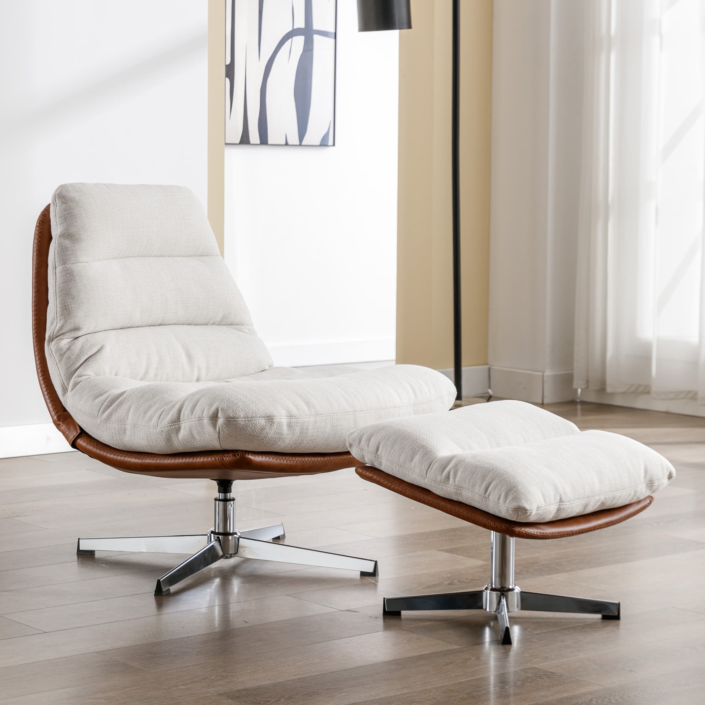 VESCASA Swivel Accent Chair with Ottoman - 19119AO