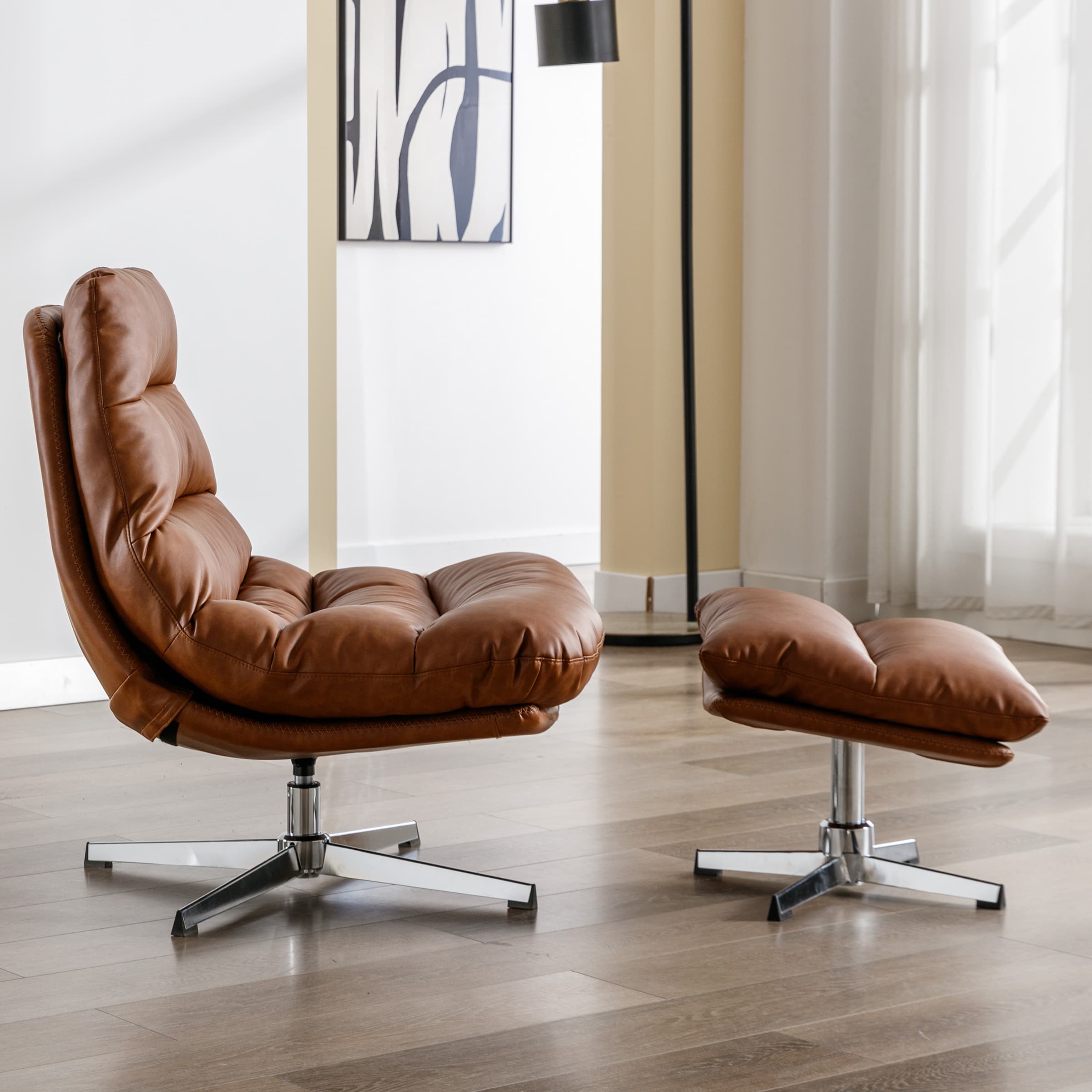 VESCASA Swivel Accent Chair with Ottoman - 19119AO