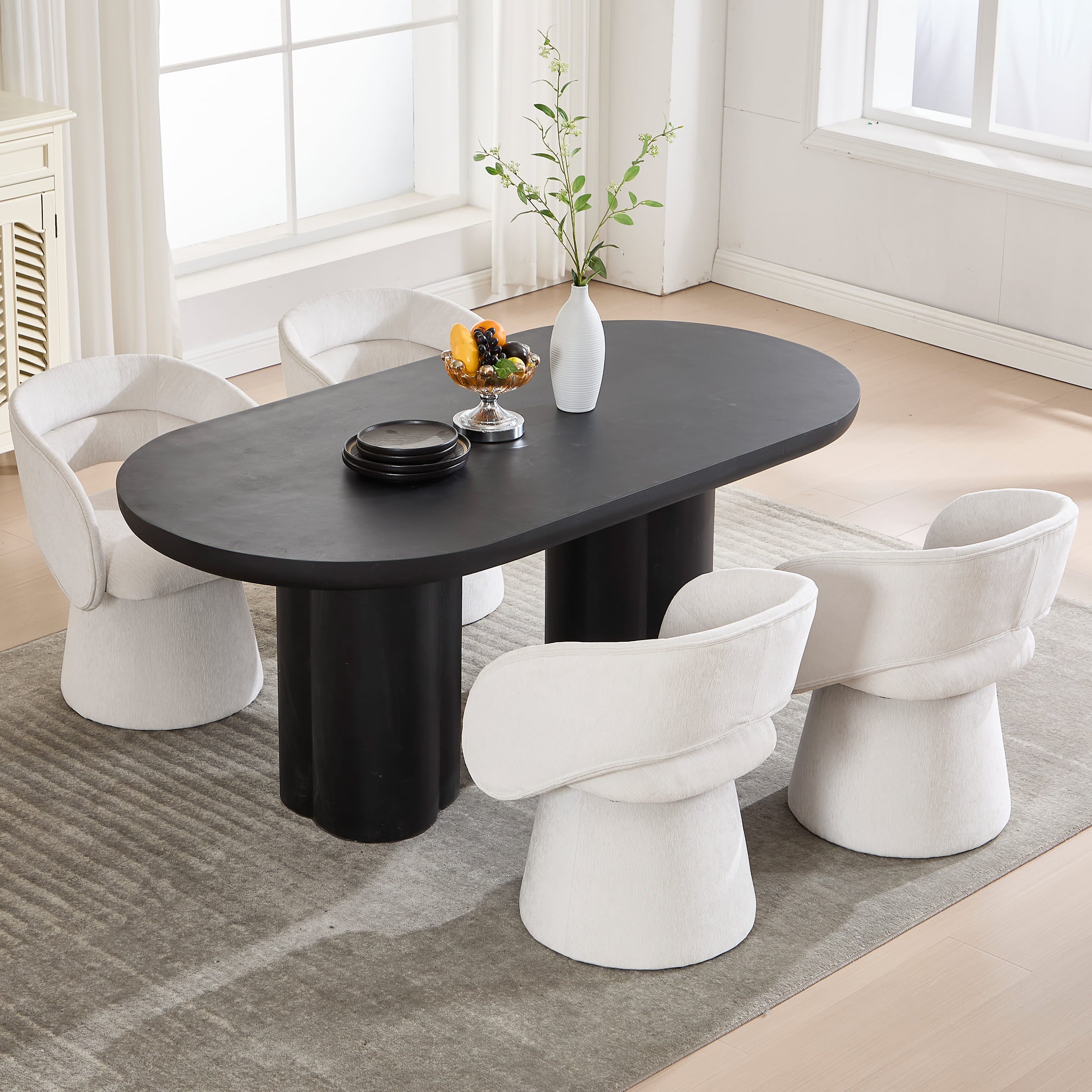 VESCASA Swivel Hollow Back Barrel Dining Chairs 1 PCS - 10074DC