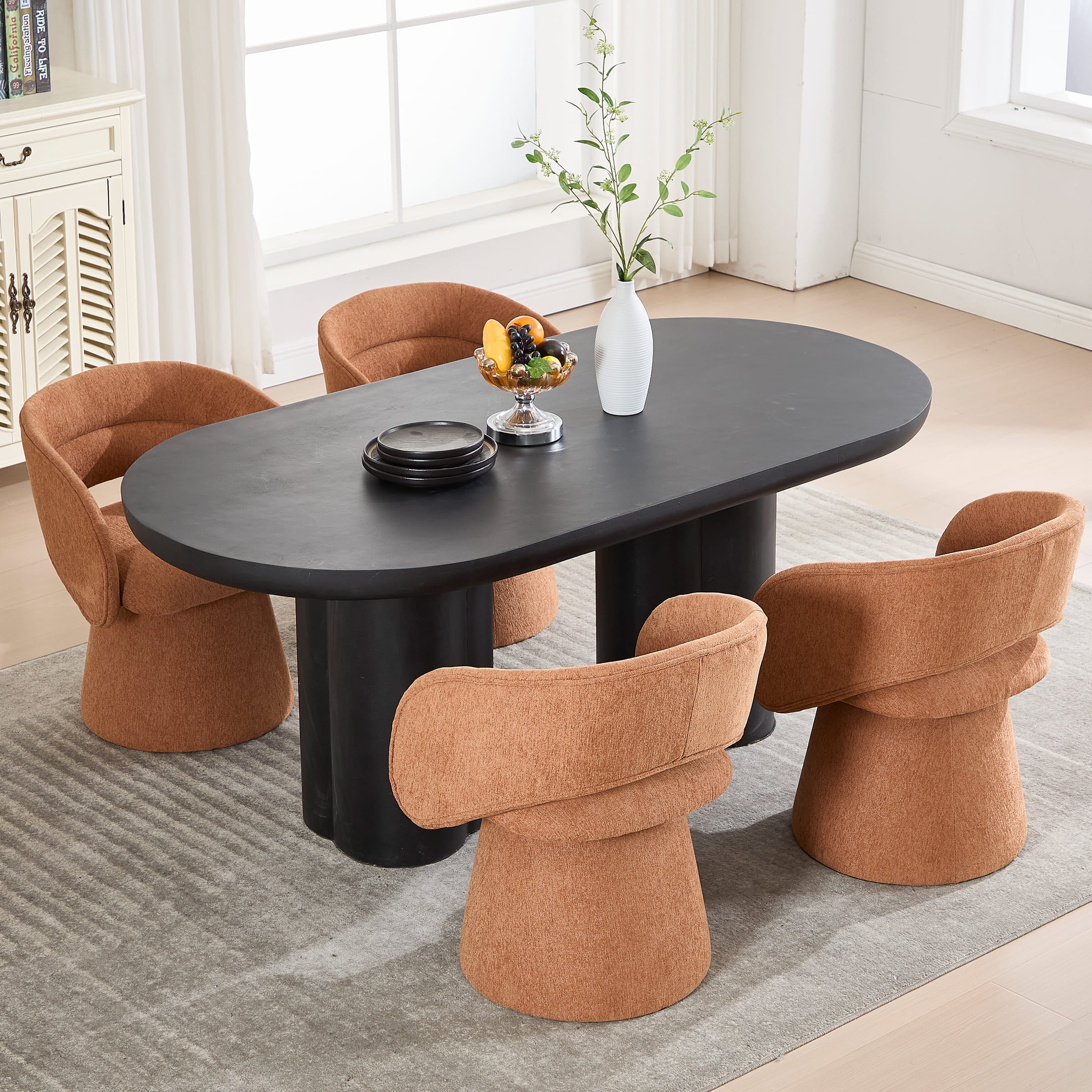 VESCASA Swivel Hollow Back Barrel Dining Chairs 1 PCS - 10074DC