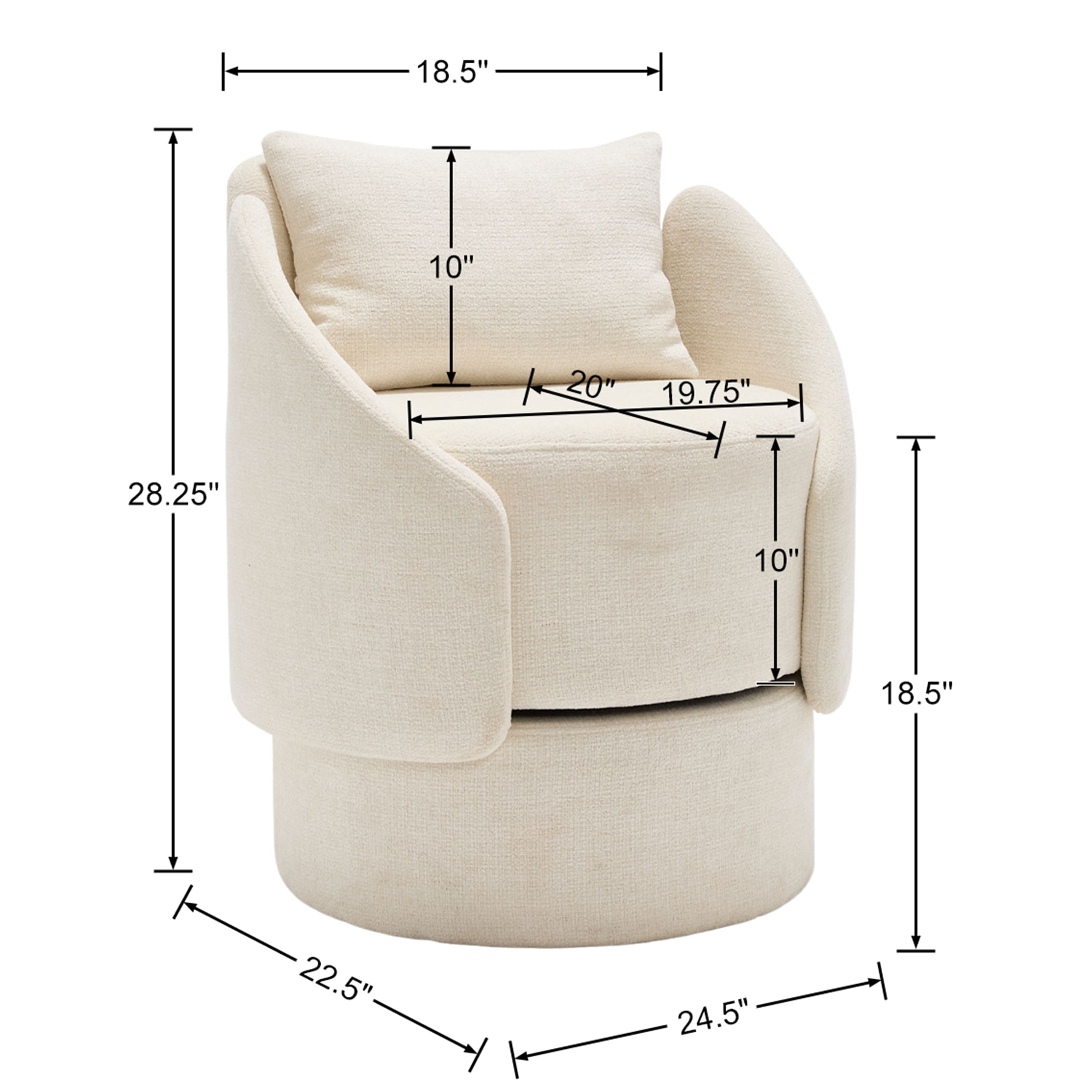 ZH4YOU Swivel Round Barrel Armchair 1 PCS - 56010AC