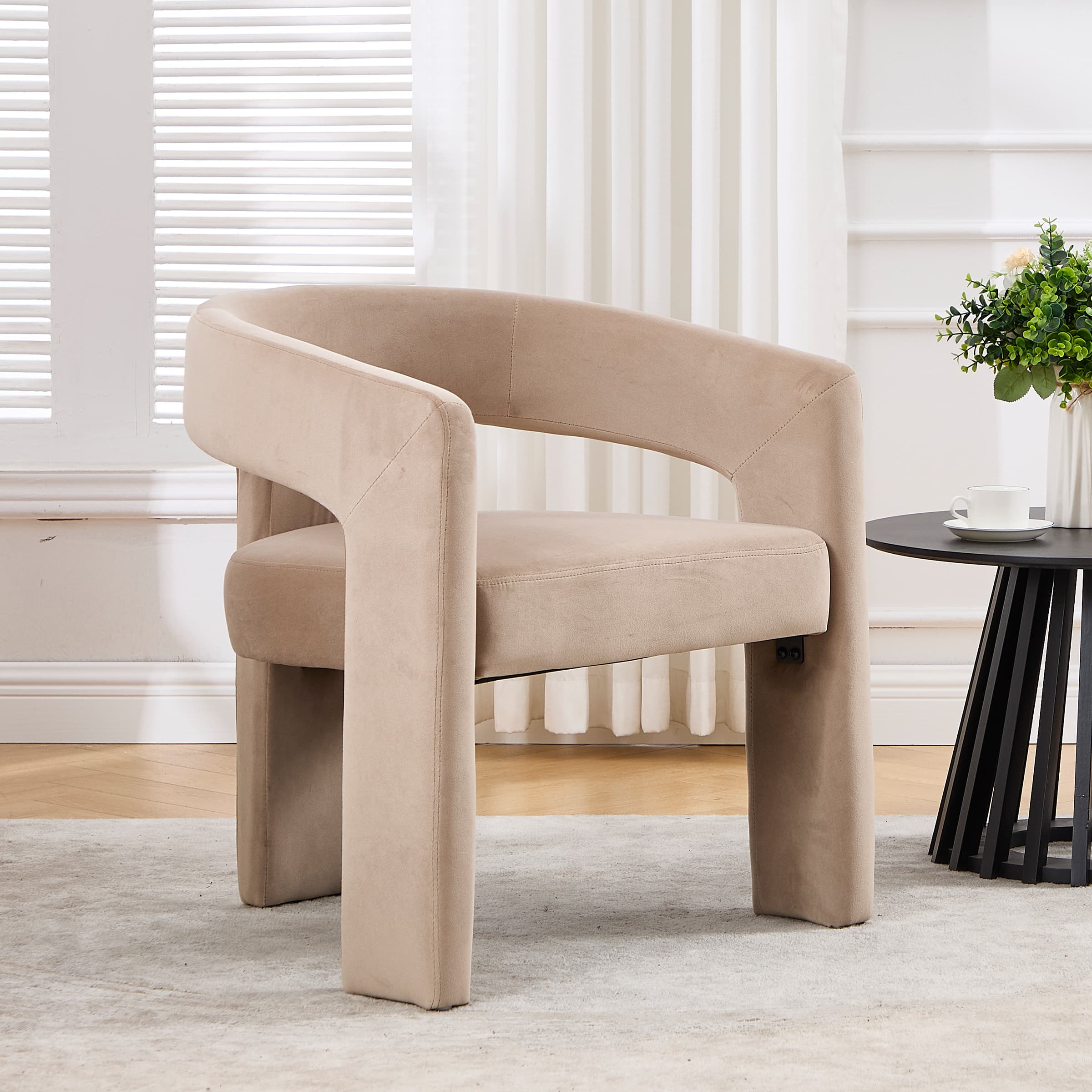 VESCASA Barrel Side Armchair with Storage Ottoman - 71002AO