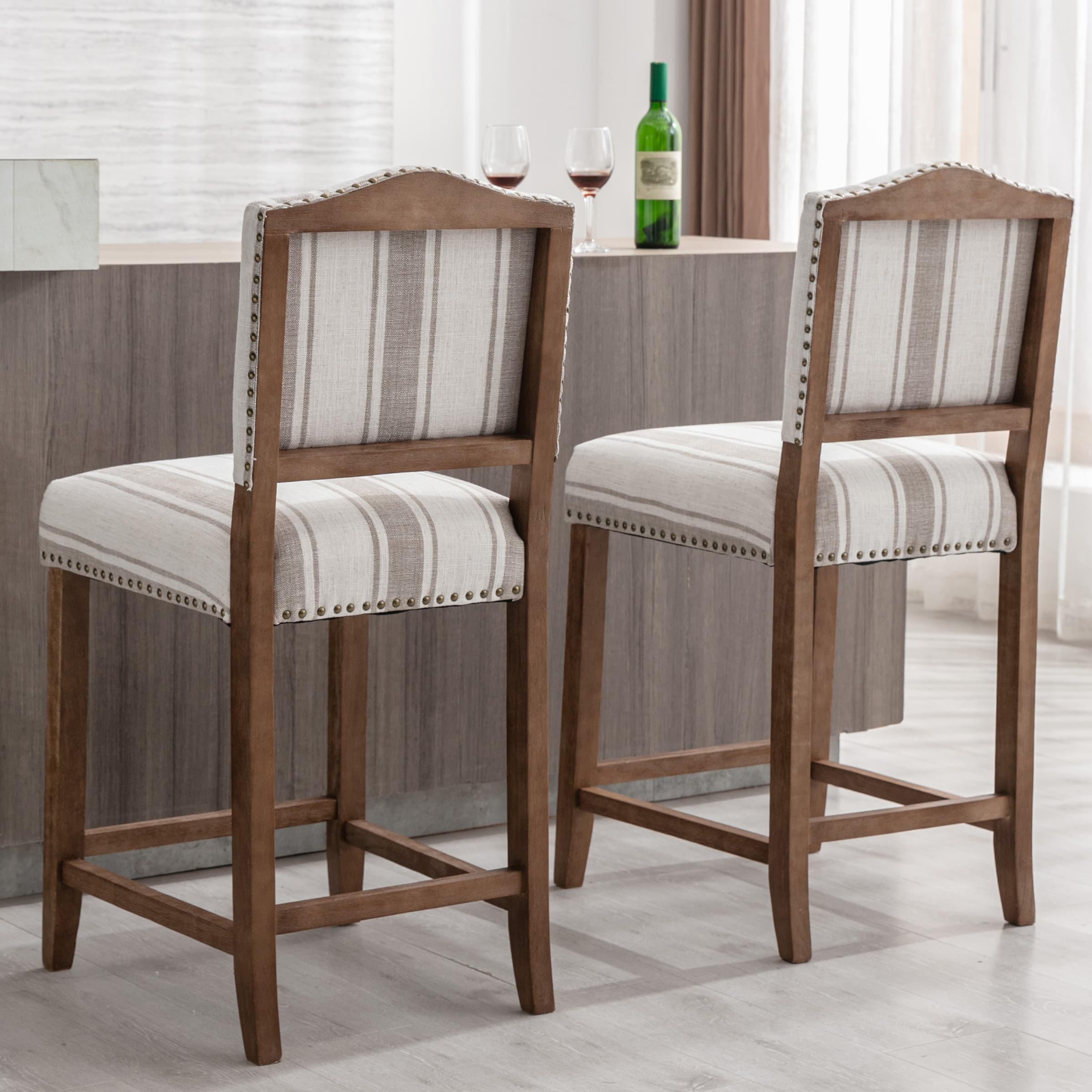 CIMOTA 26"H Linen Counter Height Bar Stools Set of 2 - 5699CS