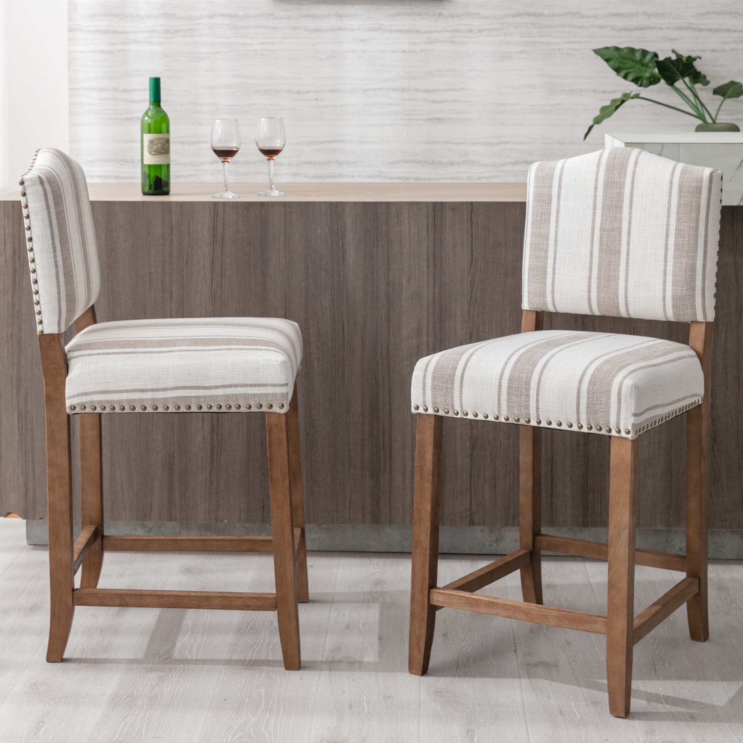 CIMOTA 26"H Linen Counter Height Bar Stools Set of 2 - 5699CS