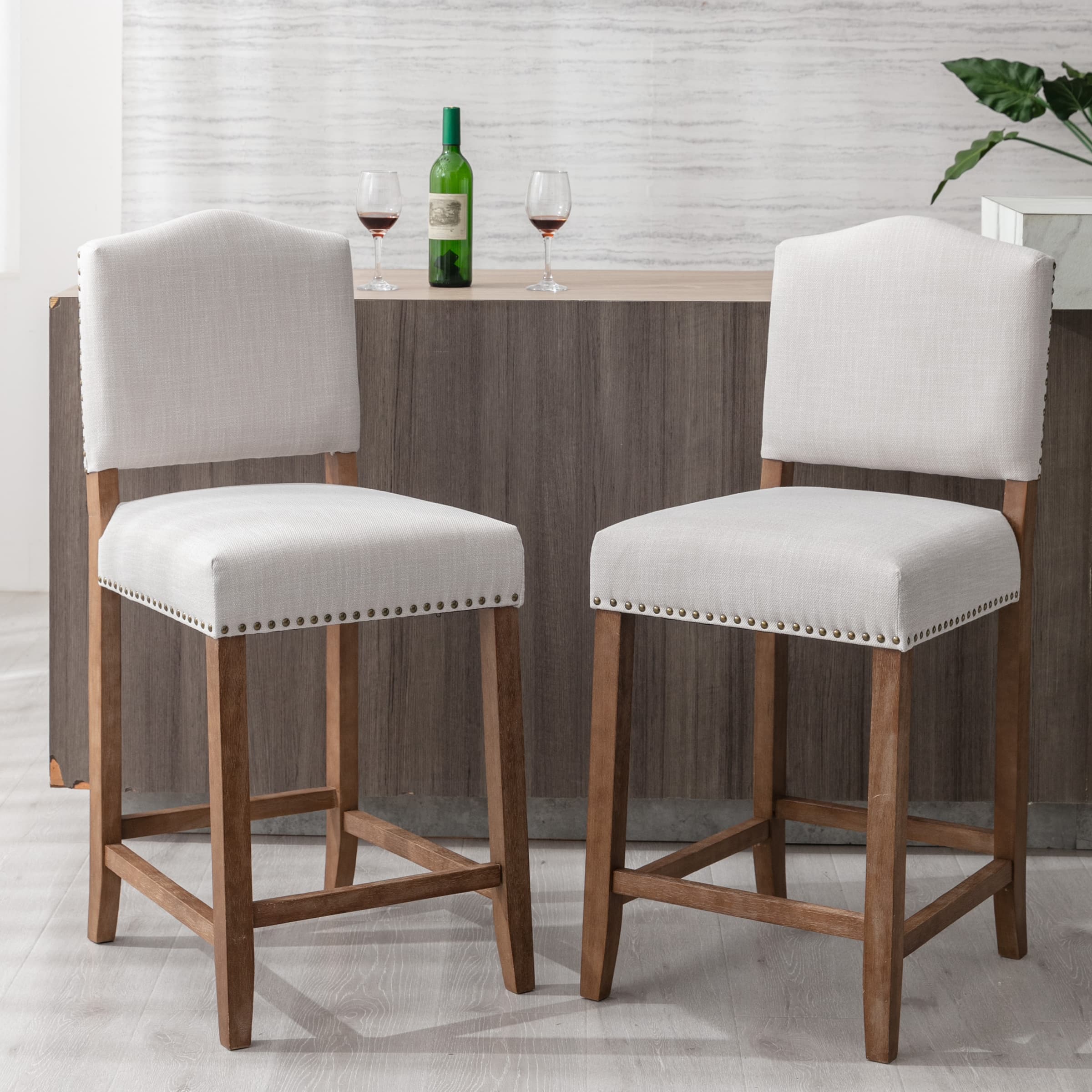 CIMOTA 26"H Linen Counter Height Bar Stools Set of 2 - 5699CS