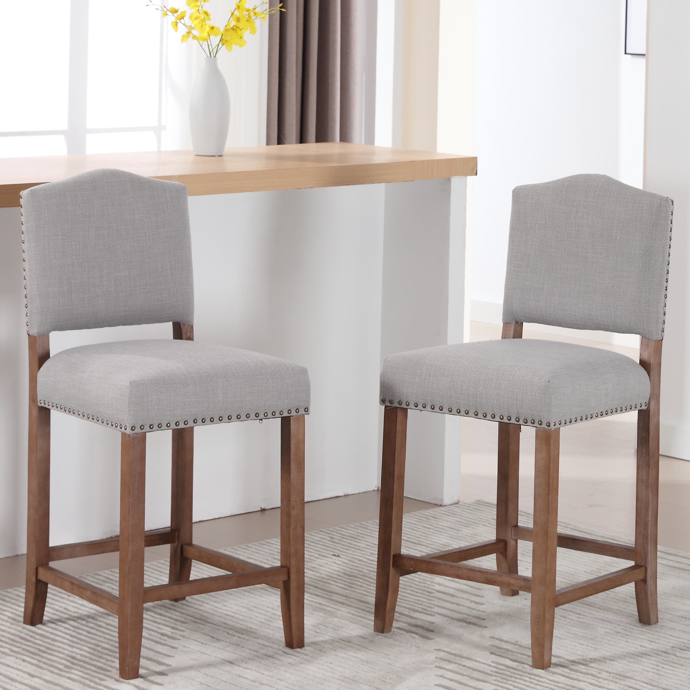 CIMOTA 26"H Linen Counter Height Bar Stools Set of 2 - 5699CS