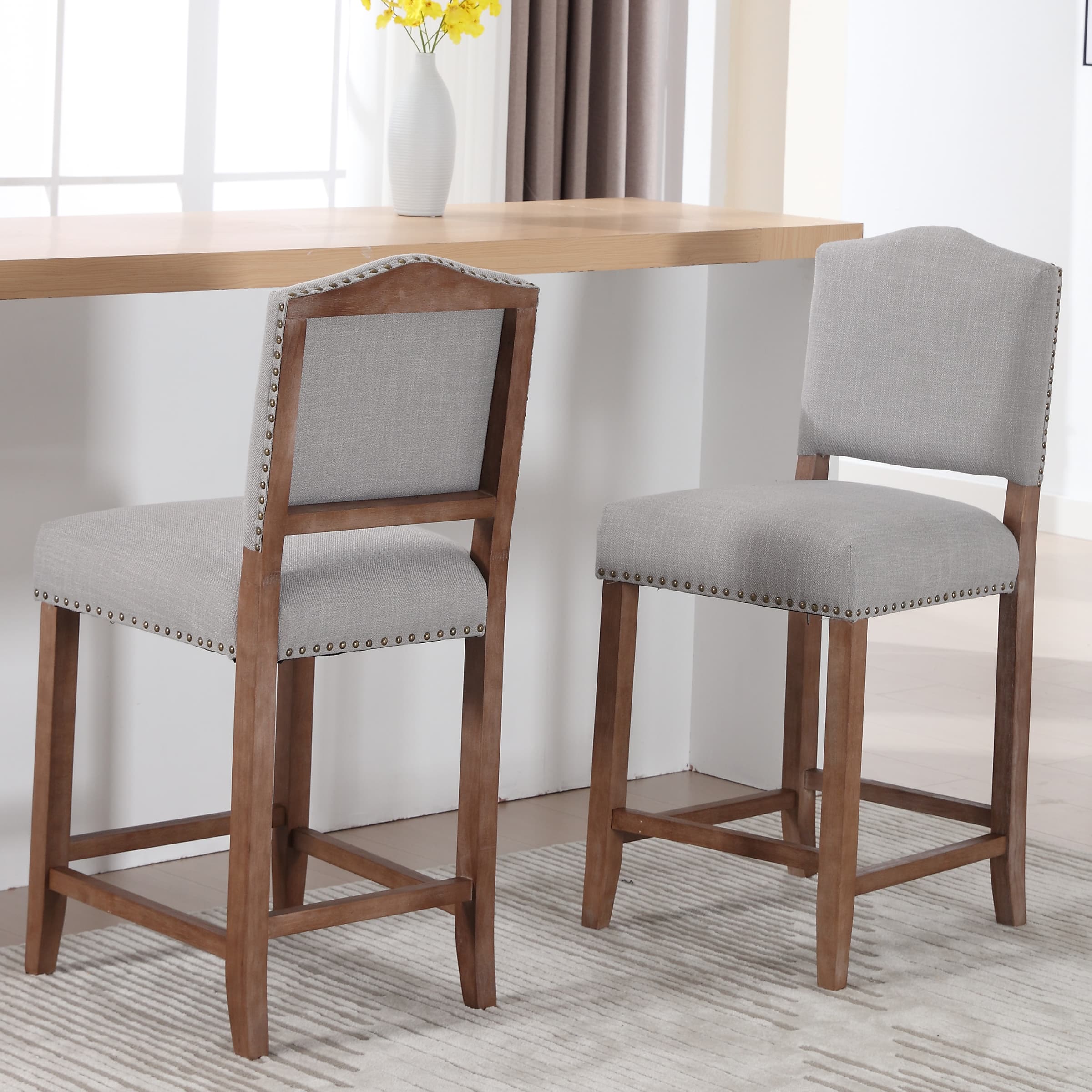 CIMOTA 26"H Linen Counter Height Bar Stools Set of 2 - 5699CS