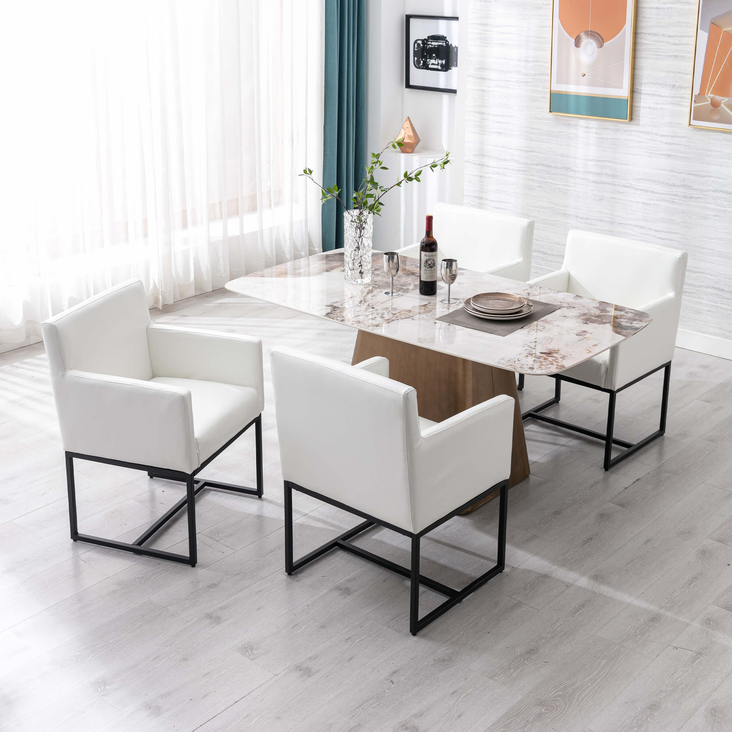 VESCASA Upholstered Dining Chairs with Arms Set of 2 - 1823DC