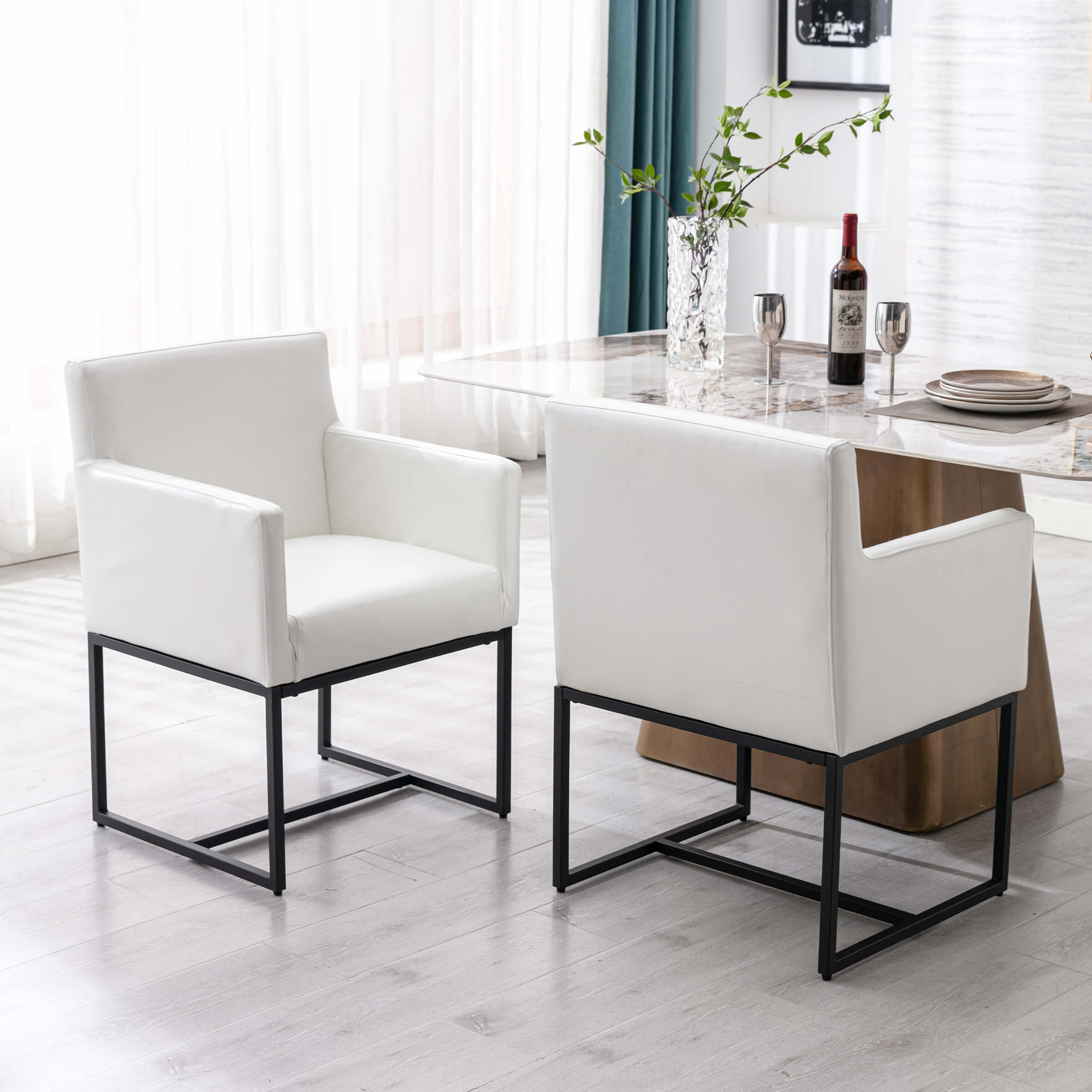 VESCASA Upholstered Dining Chairs with Arms Set of 2 - 1823DC