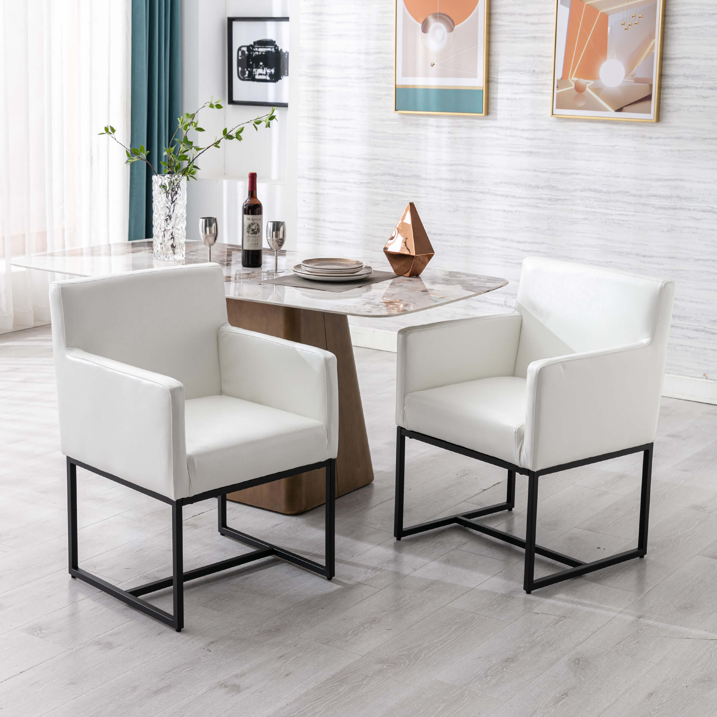 VESCASA Upholstered Dining Chairs with Arms Set of 2 - 1823DC