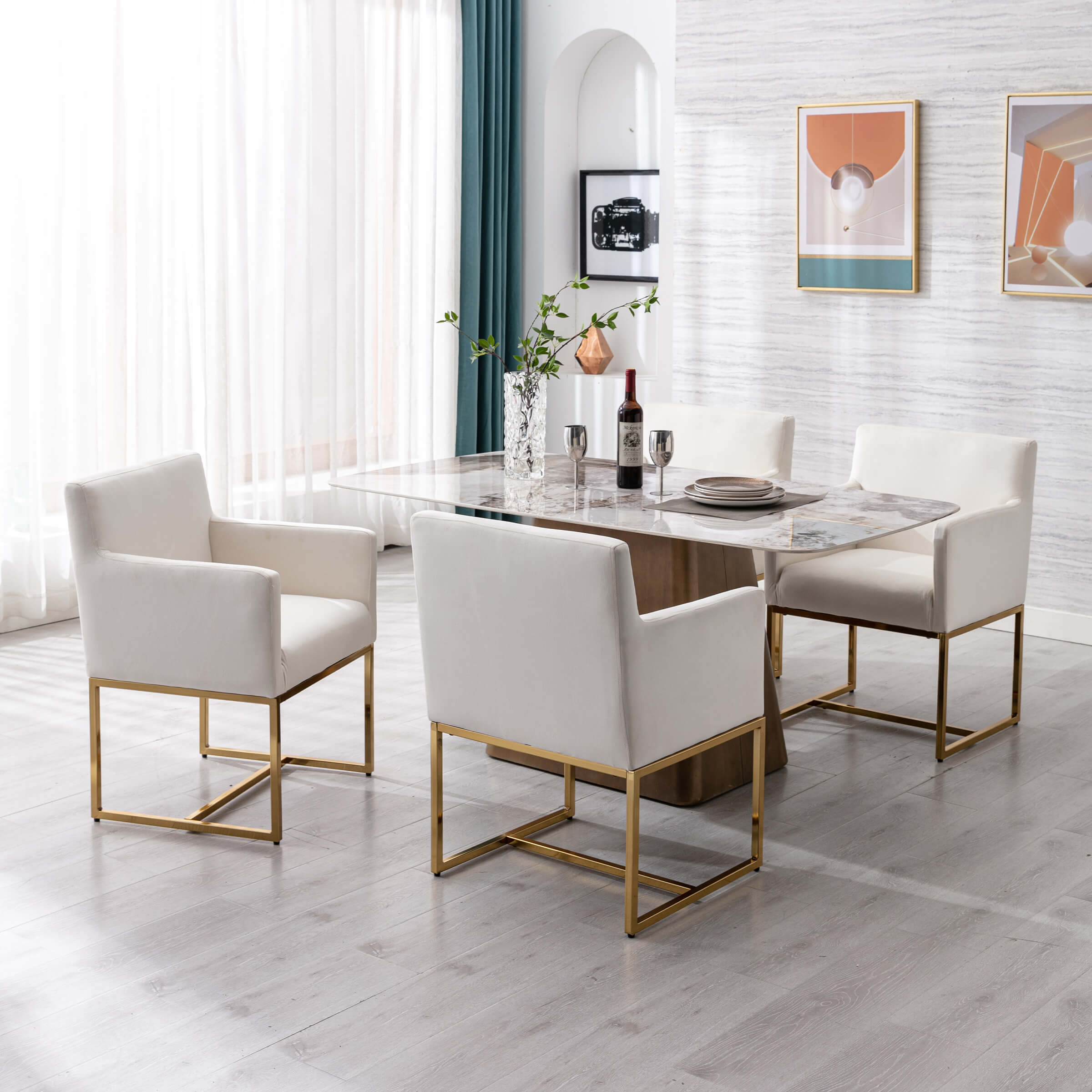 VESCASA Upholstered Dining Chairs with Arms Set of 2 - 1823DC