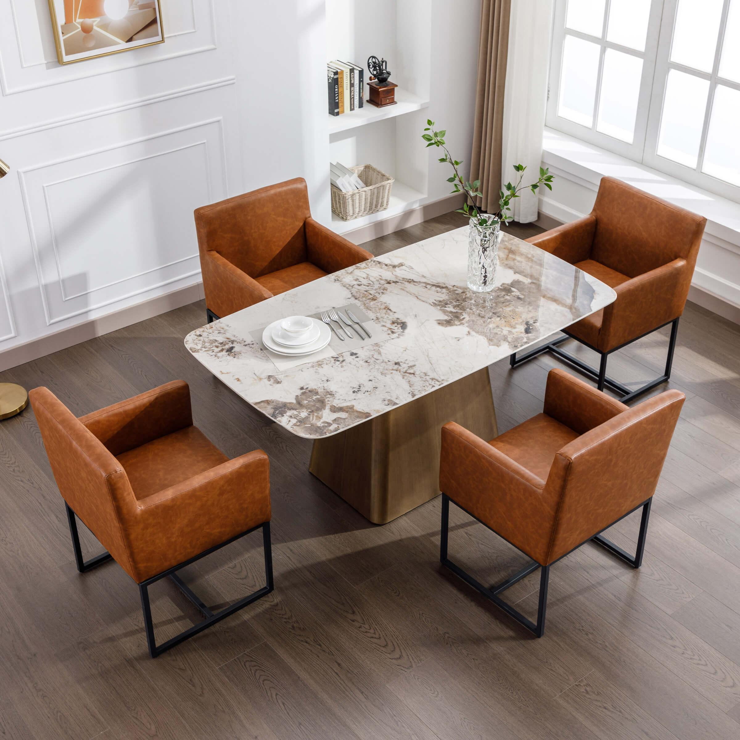 VESCASA Upholstered Dining Chairs with Arms Set of 2 - 1823DC