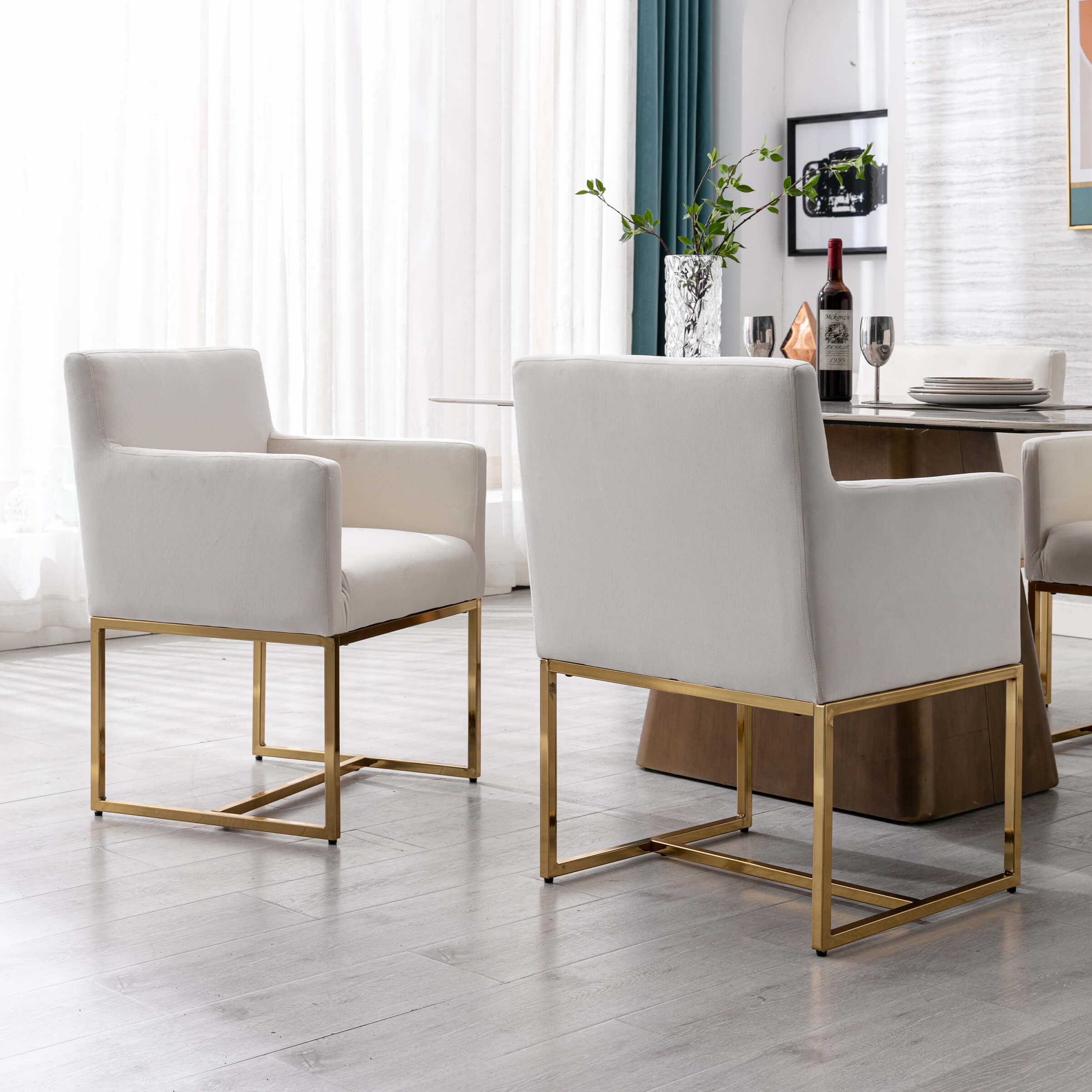 VESCASA Upholstered Dining Chairs with Arms Set of 2 - 1823DC