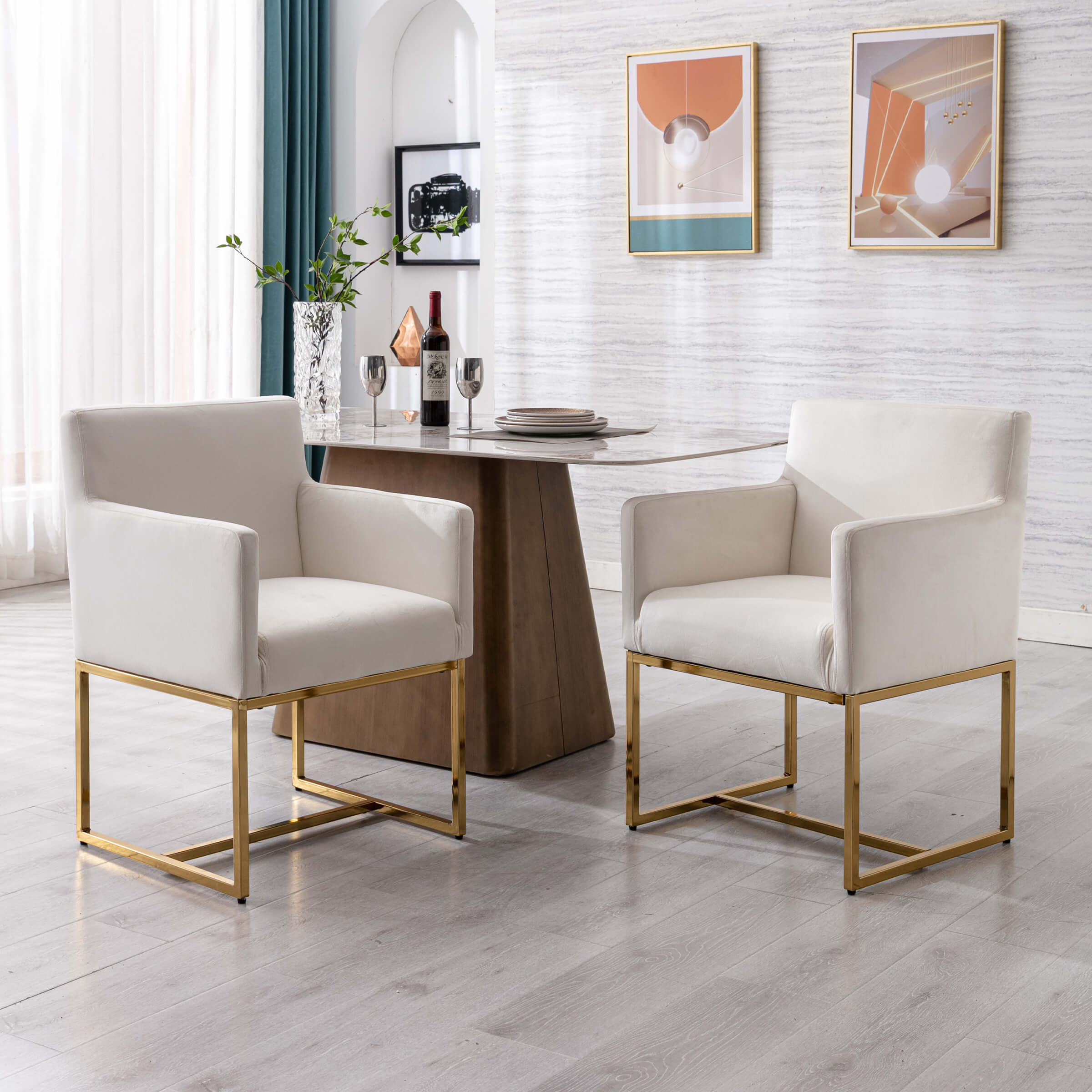 VESCASA Upholstered Dining Chairs with Arms Set of 2 - 1823DC